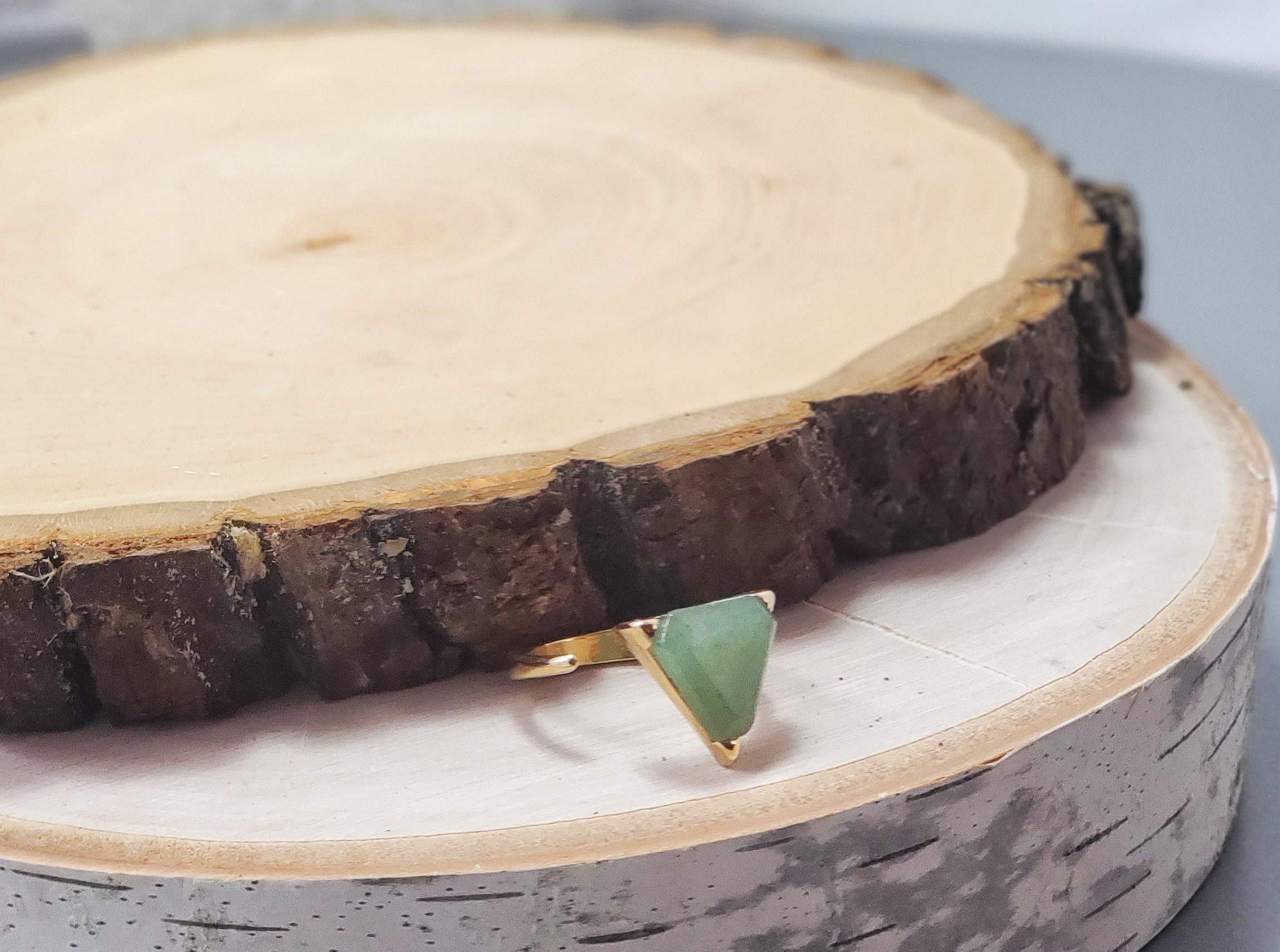Handmade 14K Gold Jade Ring for Women - Size 5-7 Green Stone Open Statement Ring | Elegant Jewelry Gift for Birthday, Anniversary & Special Occasions