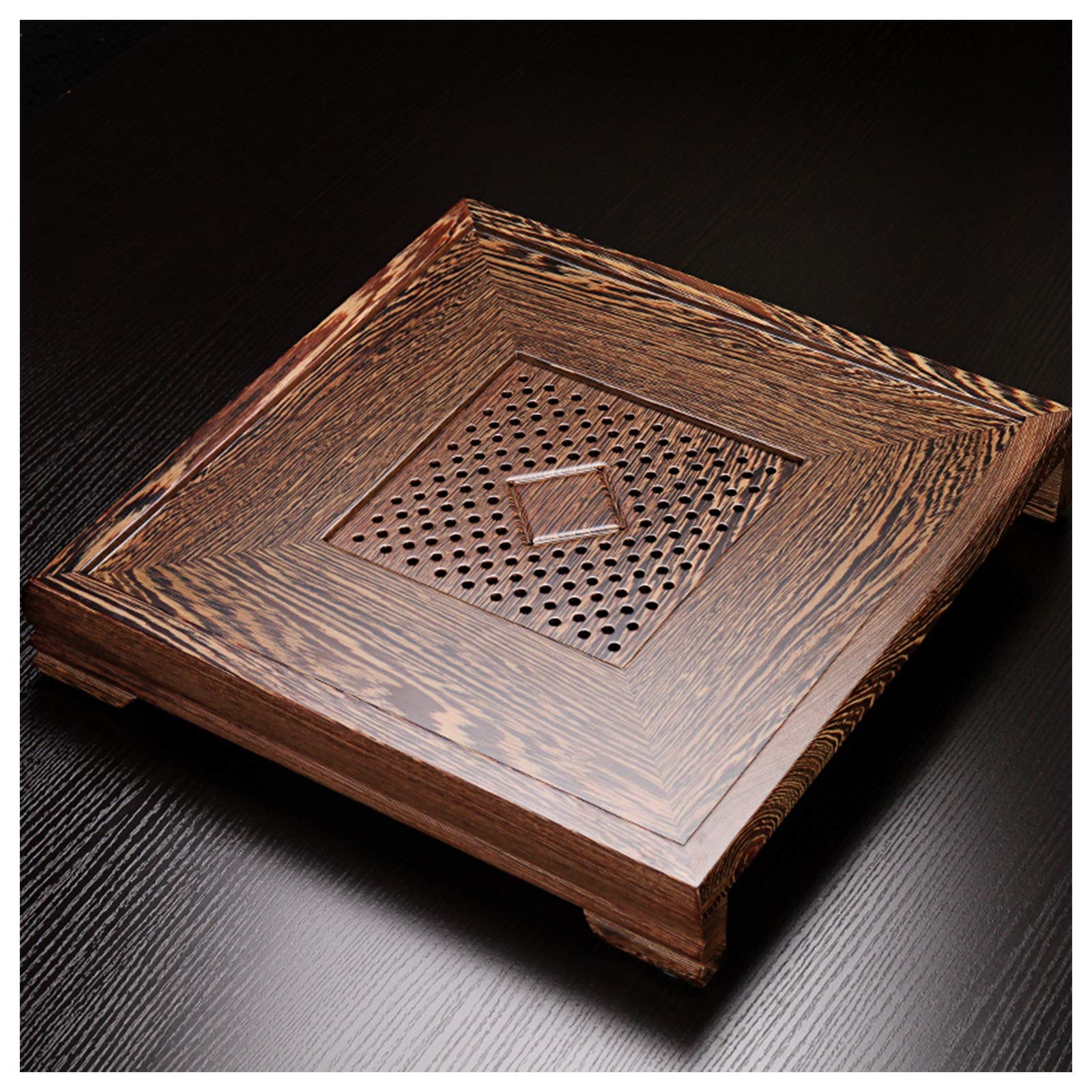 Premium Chinese Gongfu Tea Tray - Handcrafted Mini Bamboo Tea Serving Table with Drainage Reservoir | Traditional Tea Ceremony Set for Home, Teahouse & Office Use (Color: C)