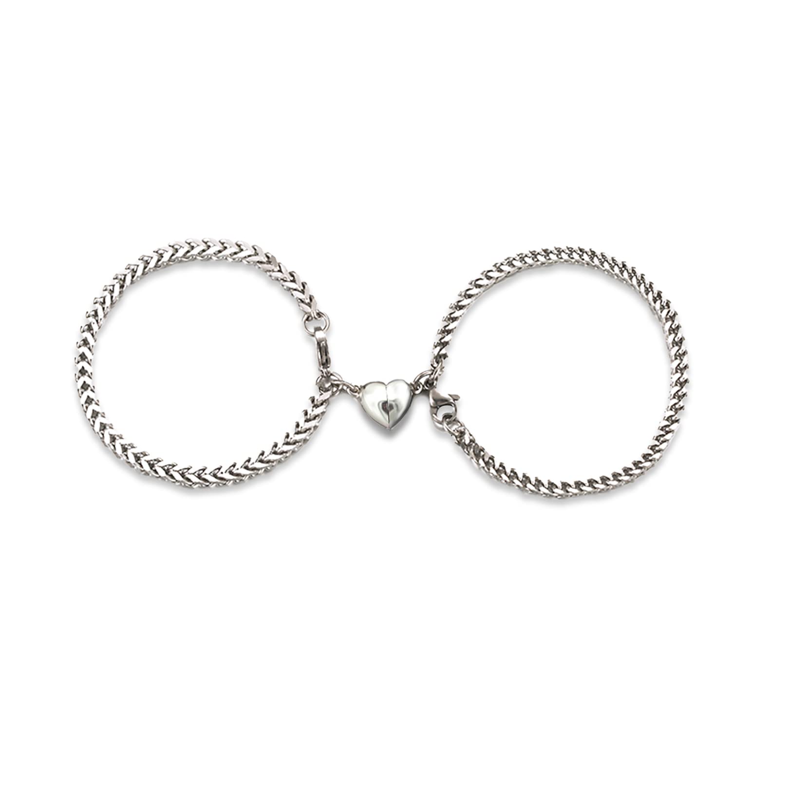 Dlihc Magnetic Couple Bracelets for Women & Men - Stainless Steel Heart Matching Love Bracelets for Boyfriend & Girlfriend | Romantic Gifts for Anniversary, Valentine's Day & Couples