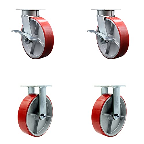 2 Swivel w/2 Side Lock Brakes - 2 Rigid