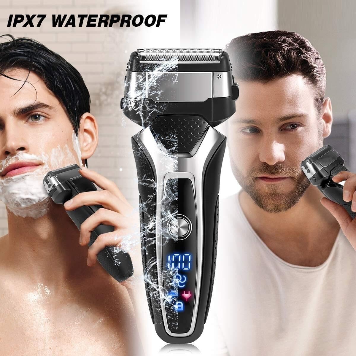 Men's Electric Razor - Wet & Dry Rechargeable Shaver with 3-Blade System for Facial Hair & Beard Trimming | Cordless Stubble Trimmer for Travel & Daily Grooming