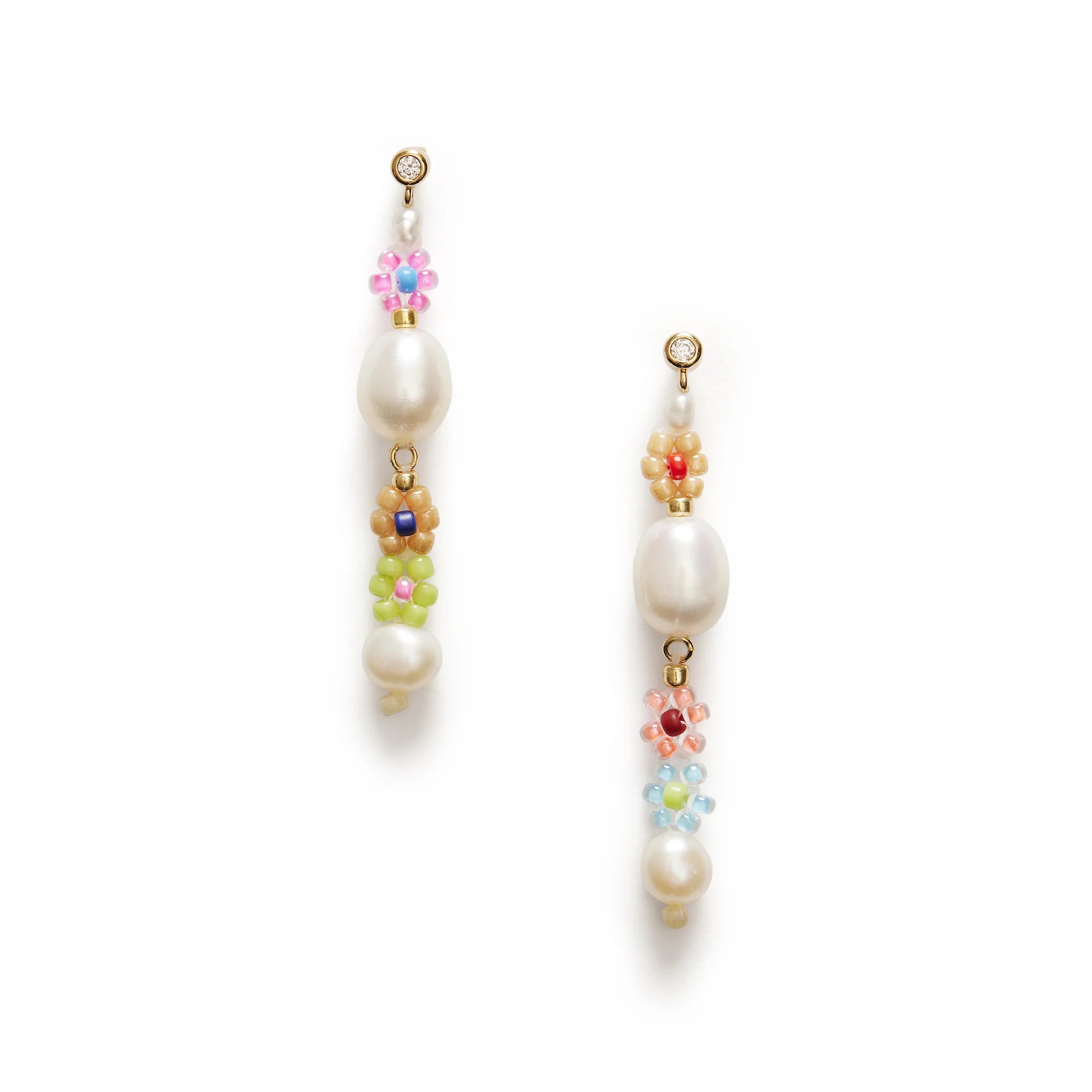 Mexican Flower Earrings for Women - 14K Gold Plated Dangle Hoop Earrings - Perfect for Boho, Festival, and Everyday Wear