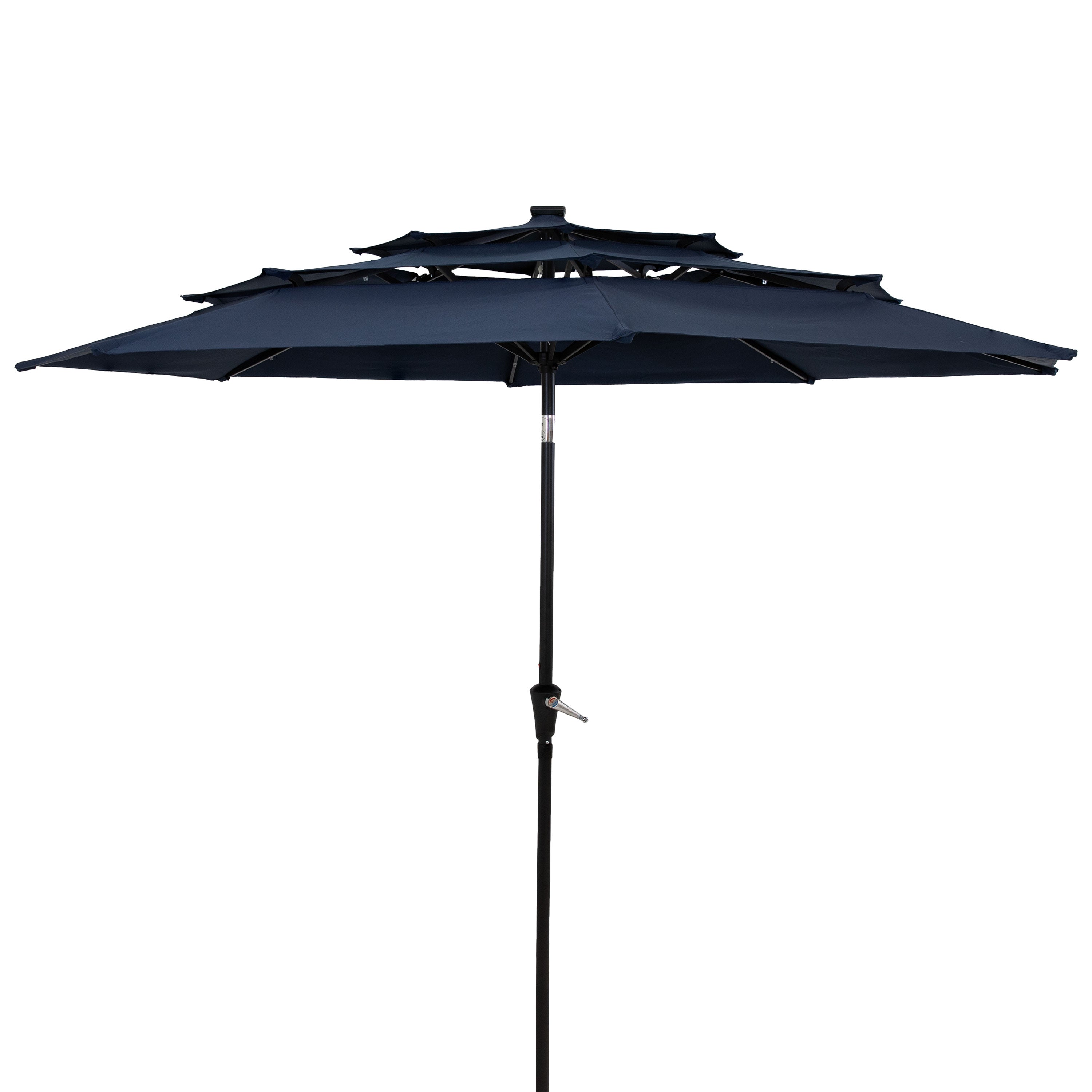 10 ft 3-Tier Large Outdoor Patio Umbrella with Tilt & Crank - Navy Blue Sun Shade for Poolside, Backyard, and Beach Relaxation
