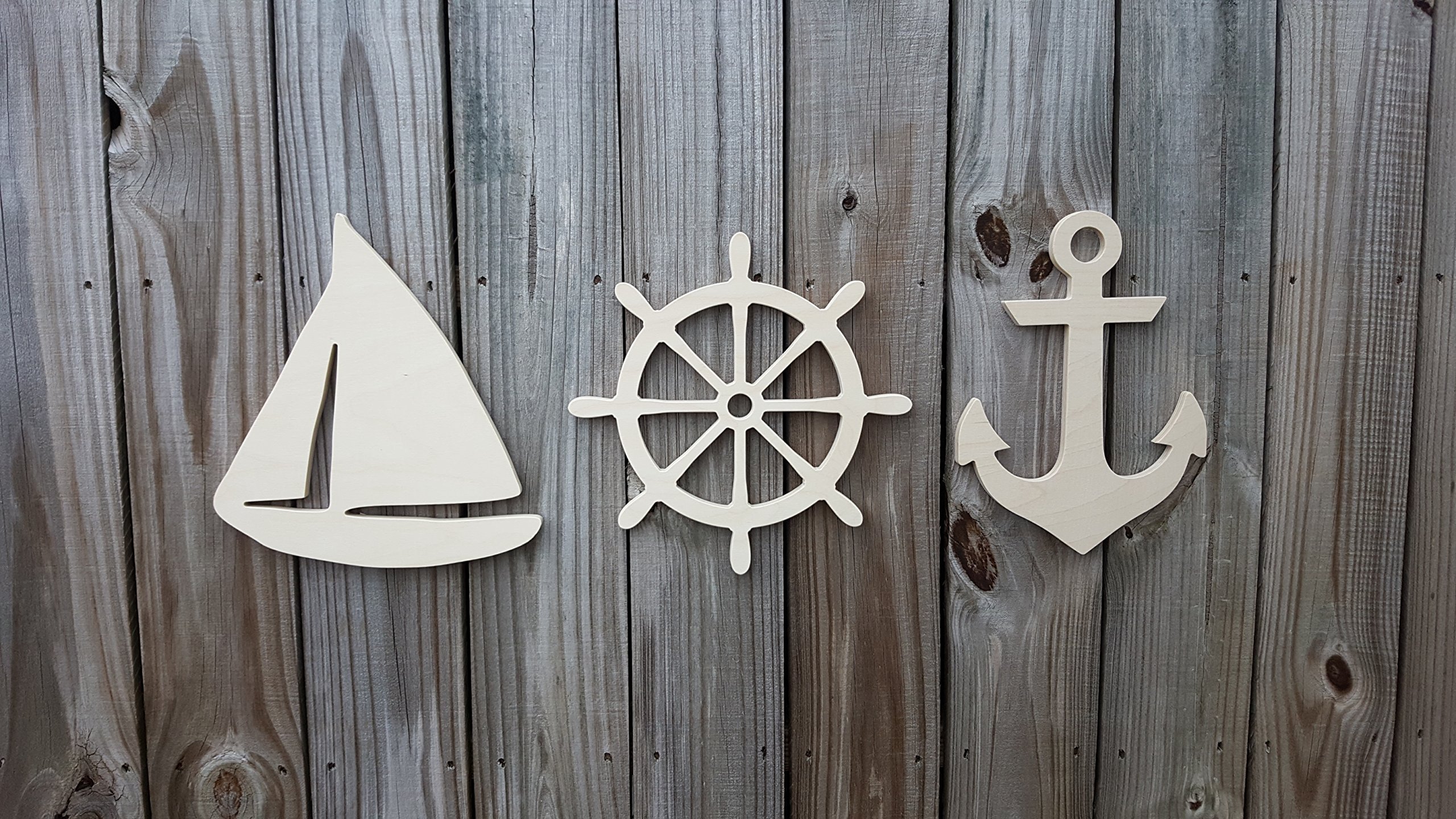 Handcrafted Wooden Sailboat with Ship Wheel & Anchor Set - Nautical Wall Decor for Beach House, Nursery & Ocean Theme Rooms - 12