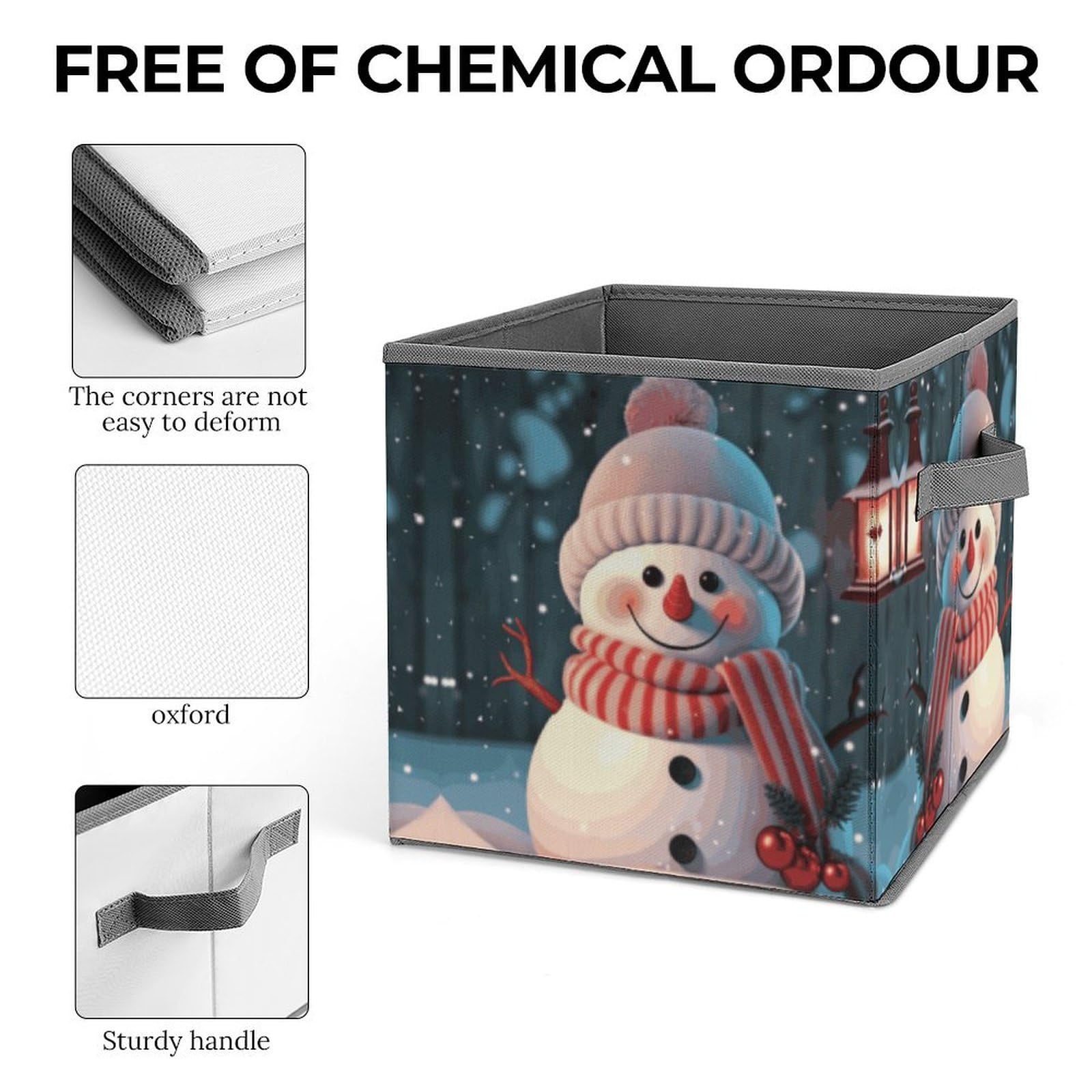 Foldable Snowman Storage Cubes with Handles - Cute Clothes Organizer Bins for Cabinet, Shelf & Closet Organization | Perfect for Seasonal Decor & Kids Room Storage
