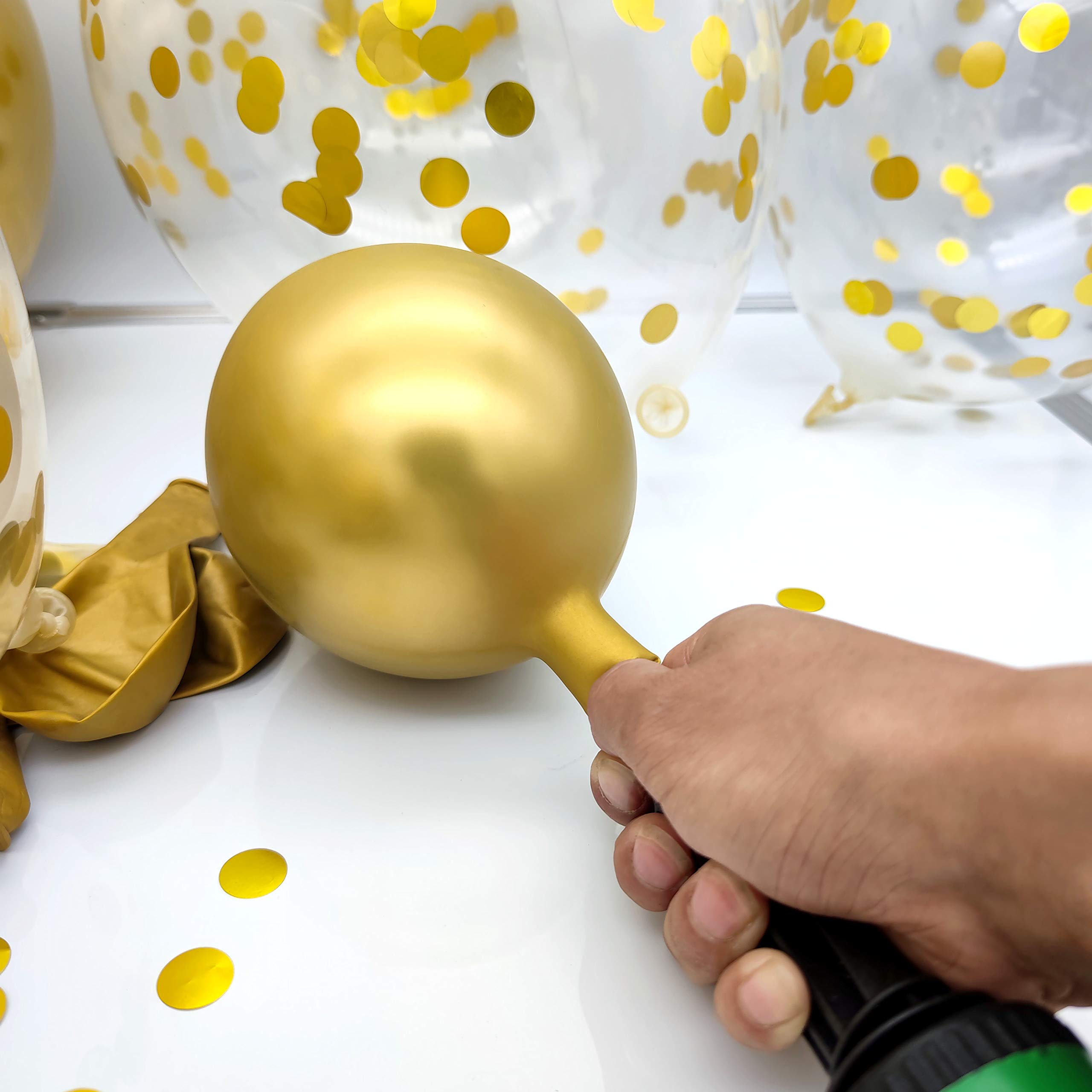 12 Pack Metallic Gold Confetti Balloons - Shiny Latex Balloons with Ribbon for Birthday, Wedding, Party Decorations | Perfect for Baby Showers, Graduations & New Year Celebrations