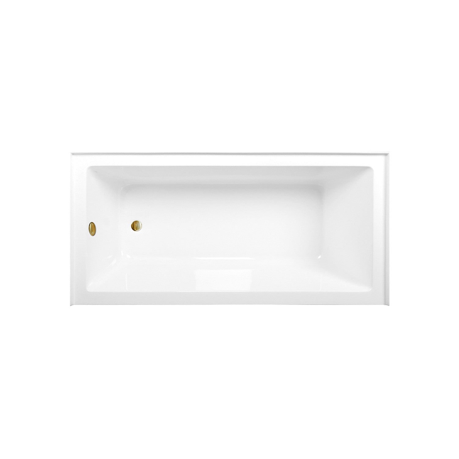 Aqua Eden 66-Inch Acrylic Rectangular 3-Wall Alcove Bathtub - Left Hand Drain, Glossy White with Brushed Brass Trim - Perfect for Modern Bathroom Renovations and Spa-Like Retreats