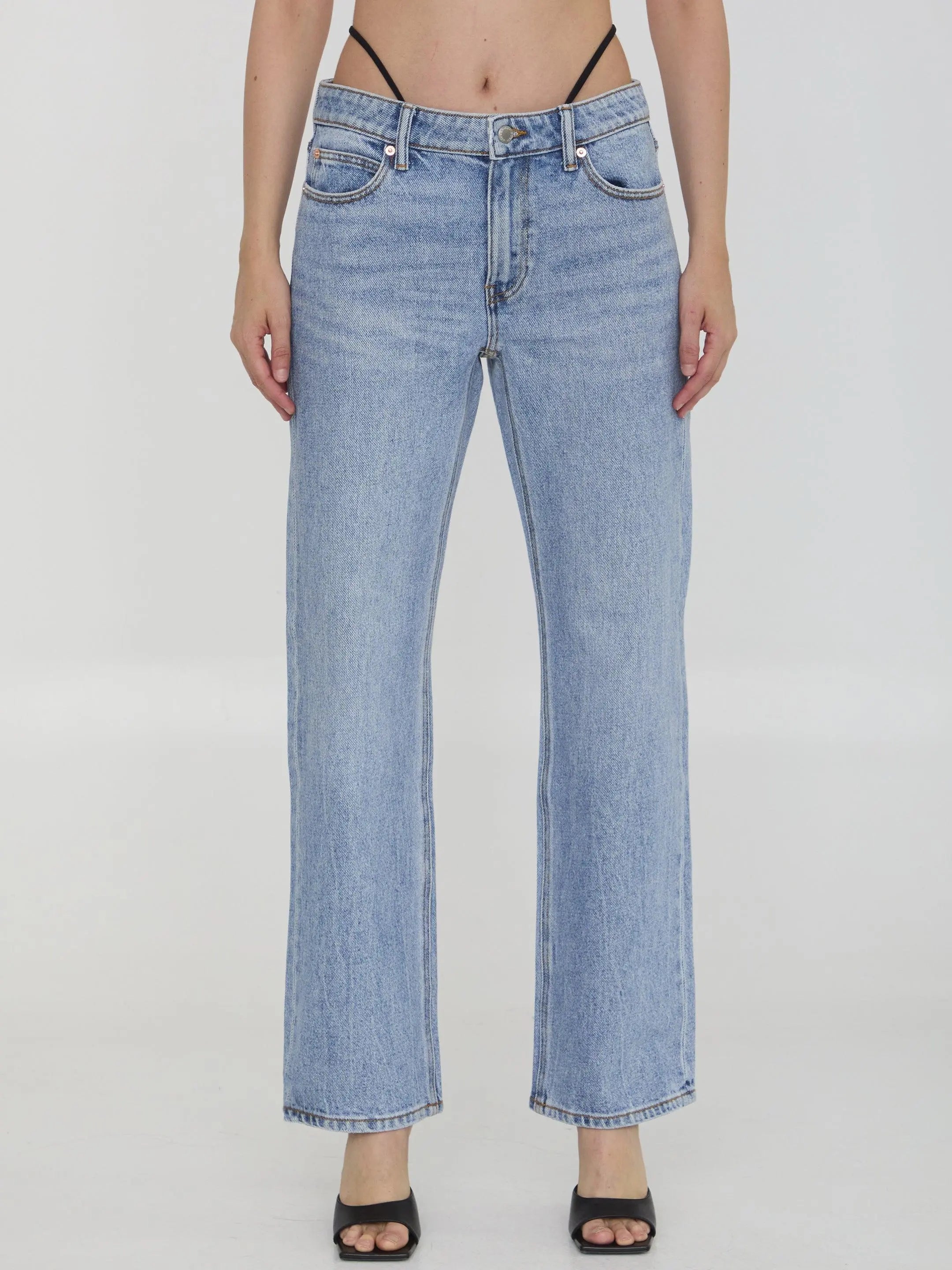 Alexander Wang High Waist Jeans with Pre-Styled Thong - Trendy Designer Denim for Women | Perfect for Night Out, Party & Casual Wear