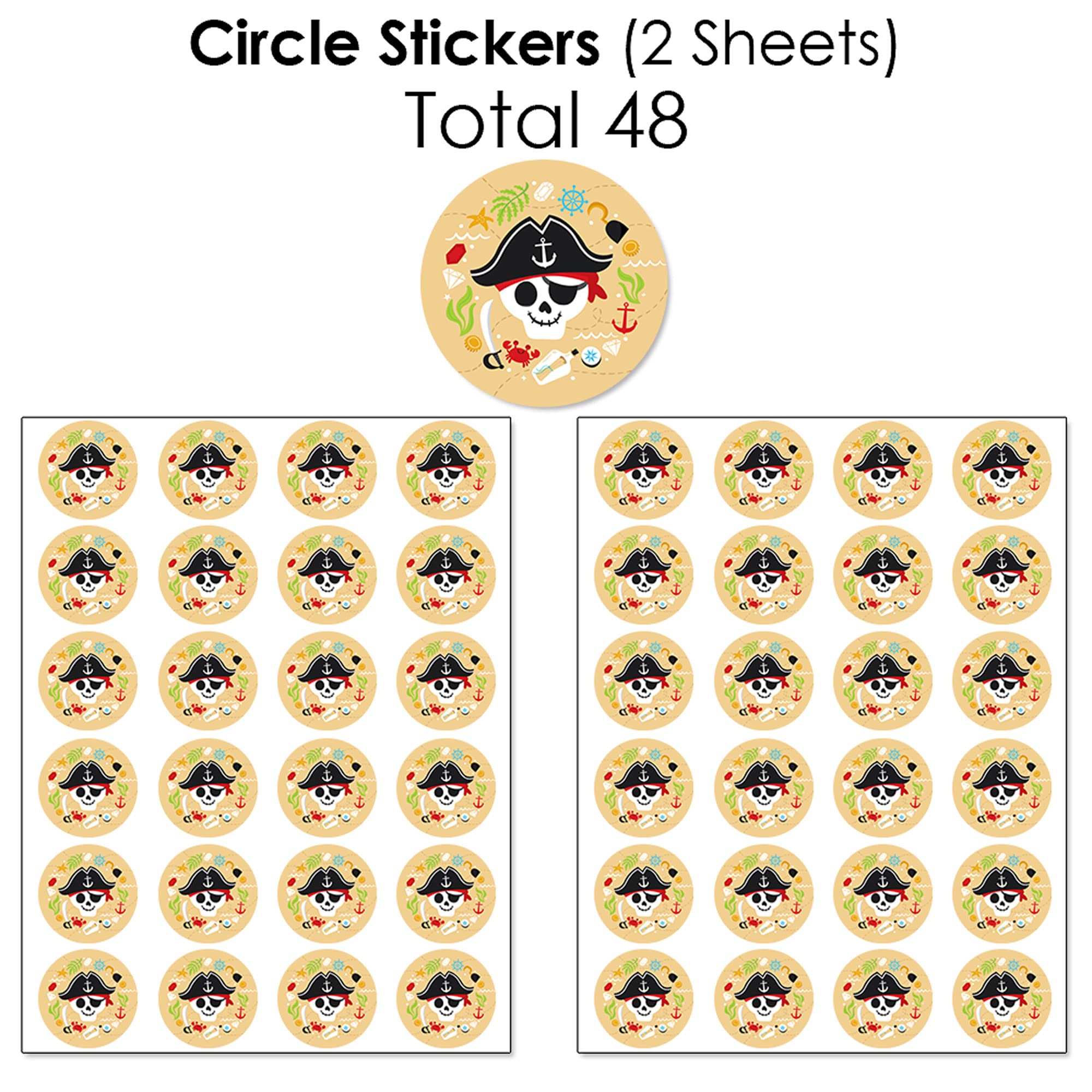 Big Dot of Happiness Pirate Ship Adventures - 304-Piece Mini Candy Bar Wrappers, Round Candy Stickers & Circle Stickers for Skull-Themed Birthday Parties - Perfect for Halloween Favors, Pirate Party Decorations & DIY Candy Packaging