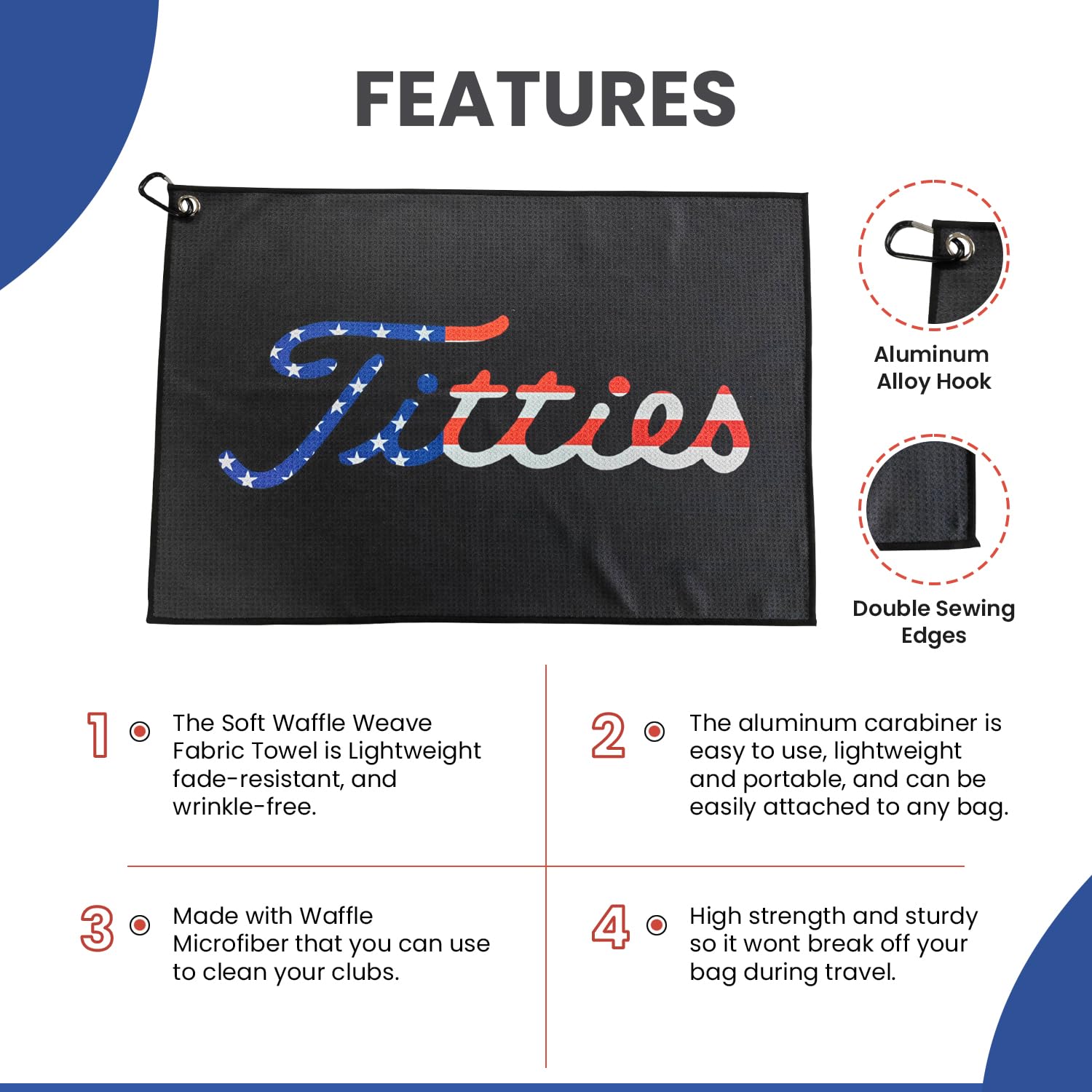 K9King Funny Golf Microfiber Towel with Clip - Premium Absorbent Golf Towel for Golf Bags - Best Golf Accessories for Men & Women - Durable Club Bag Towel for Practice & Tournaments - Perfect for Golf Courses, Driving Ranges & Club Cleaning (USA)
