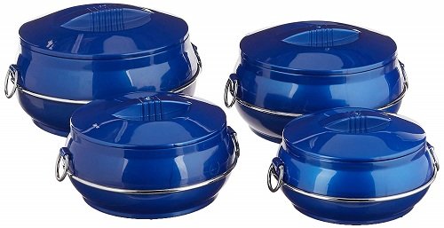 Daawat Insulated Hot Pot Food Warmer Set - 4 Piece Stainless Steel Thermal Cookware for Parties, Buffets & Family Dinners | Keeps Food Warm for Hours | Perfect for Home, Restaurants & Catering