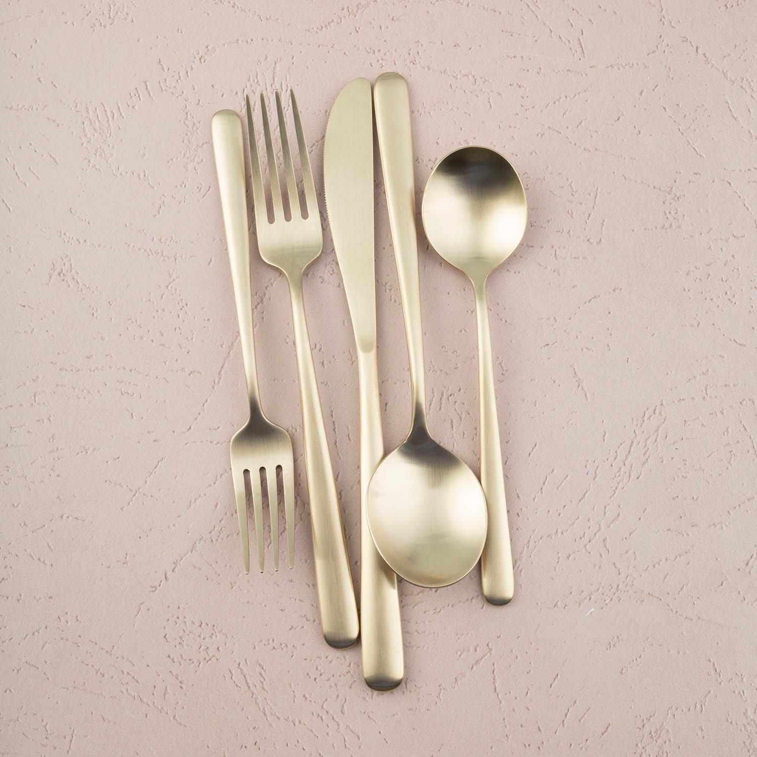 Lorenn Champagne Satin 20-Piece Flatware Set - Elegant Stainless Steel Cutlery for Fine Dining, Weddings & Special Occasions
