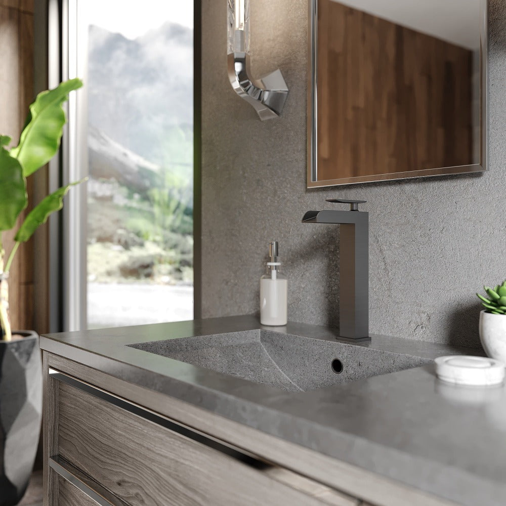 ZLINE Eagle Falls Waterfall Vessel Sink Single Handle Bathroom Faucet in Gun Metal - Modern Matte Black Finish for Vanity & Powder Room - Perfect for Contemporary Home Decor & Luxury Bathroom Renovations