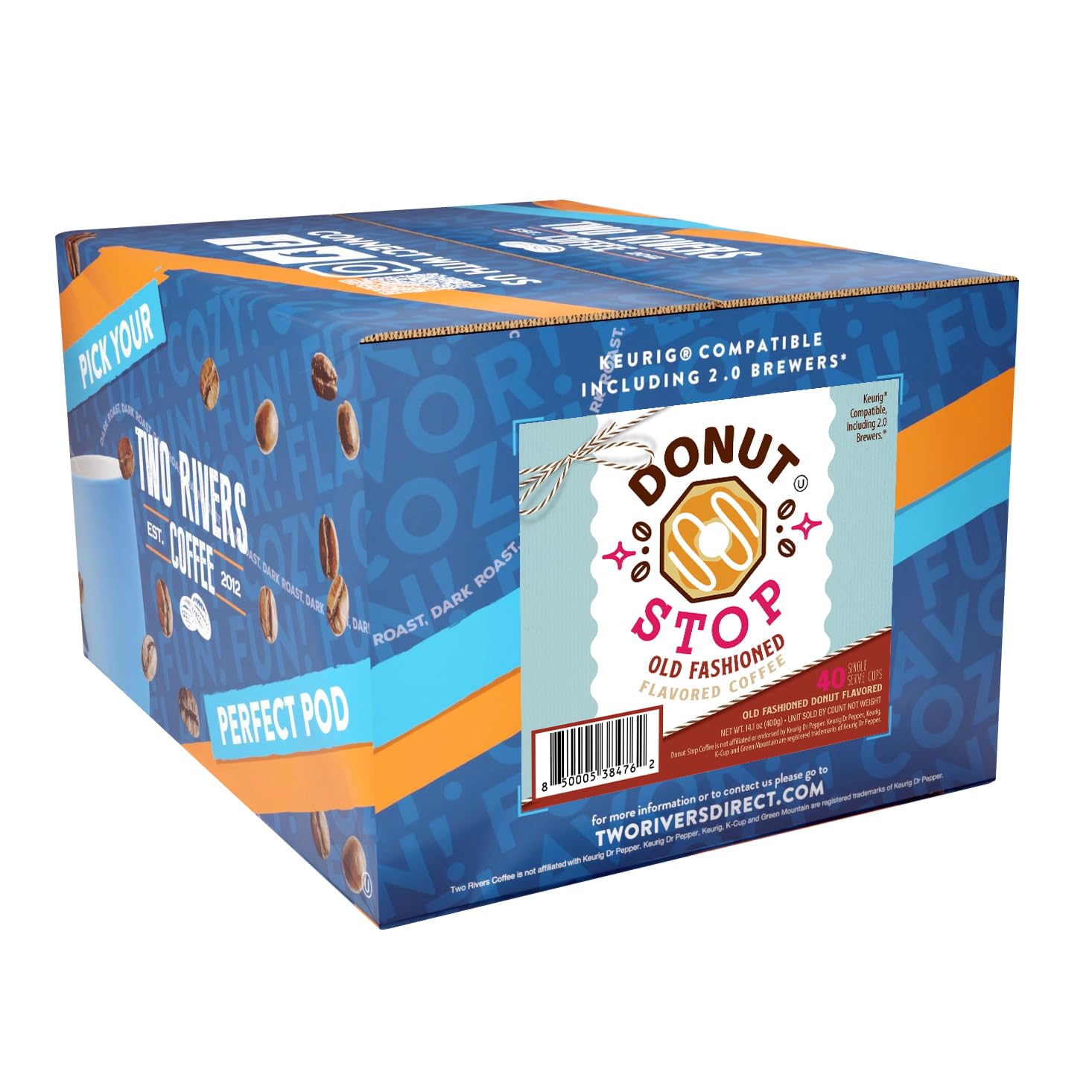 Donut Stop Flavored Coffee Pods - 40 Count K-Cup Compatible with Keurig 2.0 Brewers | Old Fashioned Donut Flavor Coffee for Breakfast, Office & Home Use