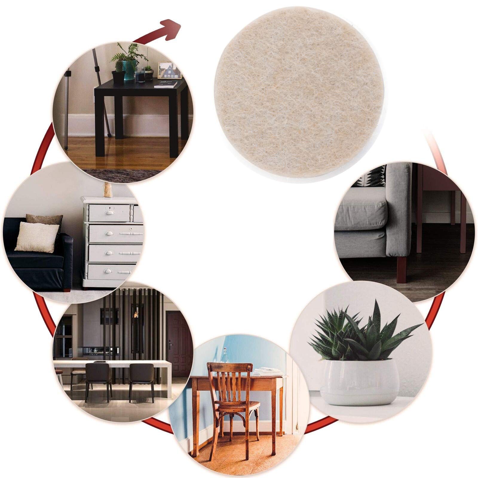 Artudatech 1 Inch Beige Self-Adhesive Furniture Felt Pads - 160 Pieces for Hardwood Floors, Chairs & Tables - Protect Floors from Scratches & Noise