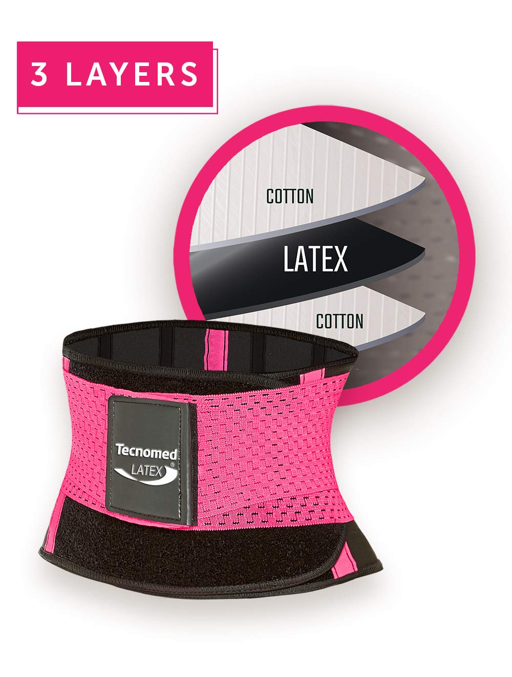 Tecnomed Latex Back Support Belt for Men & Women - Adjustable Waist Lumbar Brace for Lower Back Pain Relief - Perfect for Office Work, Sports & Post-Surgery Recovery
