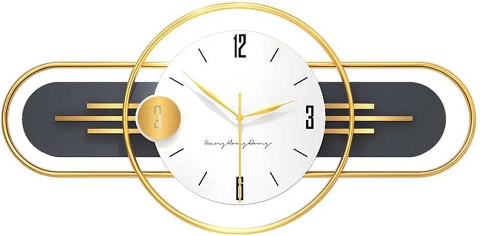 Elegant Modern Wall Clock - Silent Non-Ticking Luxury Decor for Living Room, Bedroom, Office & Kitchen | Battery Operated Quartz Clock (32 x 15 Inches) - Perfect for Home, Office & Gift Giving