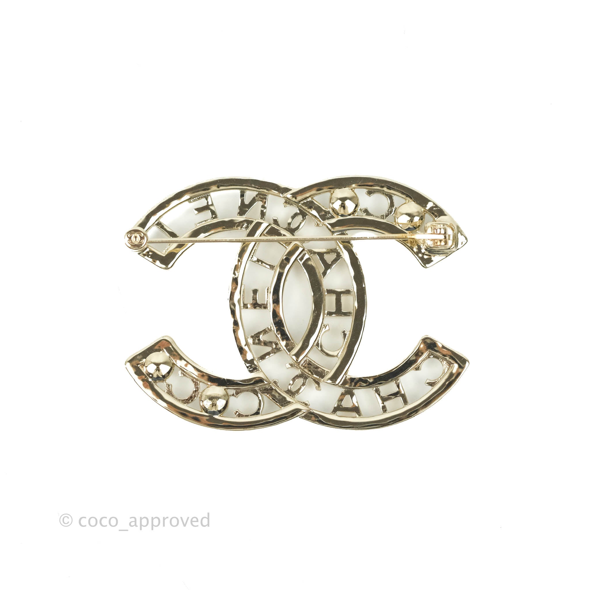 Chanel CC Pearl Crystal Brooch Gold Tone 20B - Elegant Fashion Jewelry for Women | Perfect for Parties, Weddings & Special Occasions