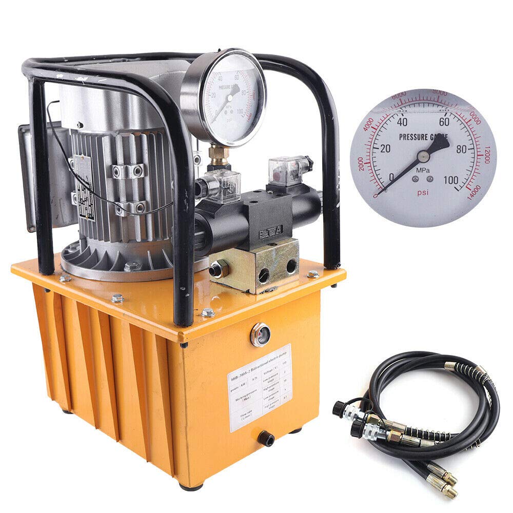 750W 110V Electric Hydraulic Pump with Double Acting Solenoid Valve - 10000 PSI High Pressure, 7L Oil Capacity - Ideal for Automotive Repair, Industrial Machinery, and Heavy Equipment Maintenance