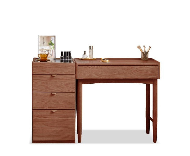 Stylish Oak Solid Wood Nordic Dressing Table - Modern Vanity Desk for Bedroom & Makeup Area | Perfect for Home Decor & Beauty Routine