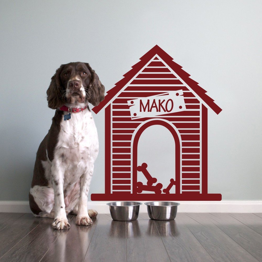 Personalized Dog House Wall Decal with Name - Pet Quote Vinyl Sticker, Home Art Mural Decoration in Dark Brown - Perfect for Nursery, Living Room & Pet Lovers' Spaces
