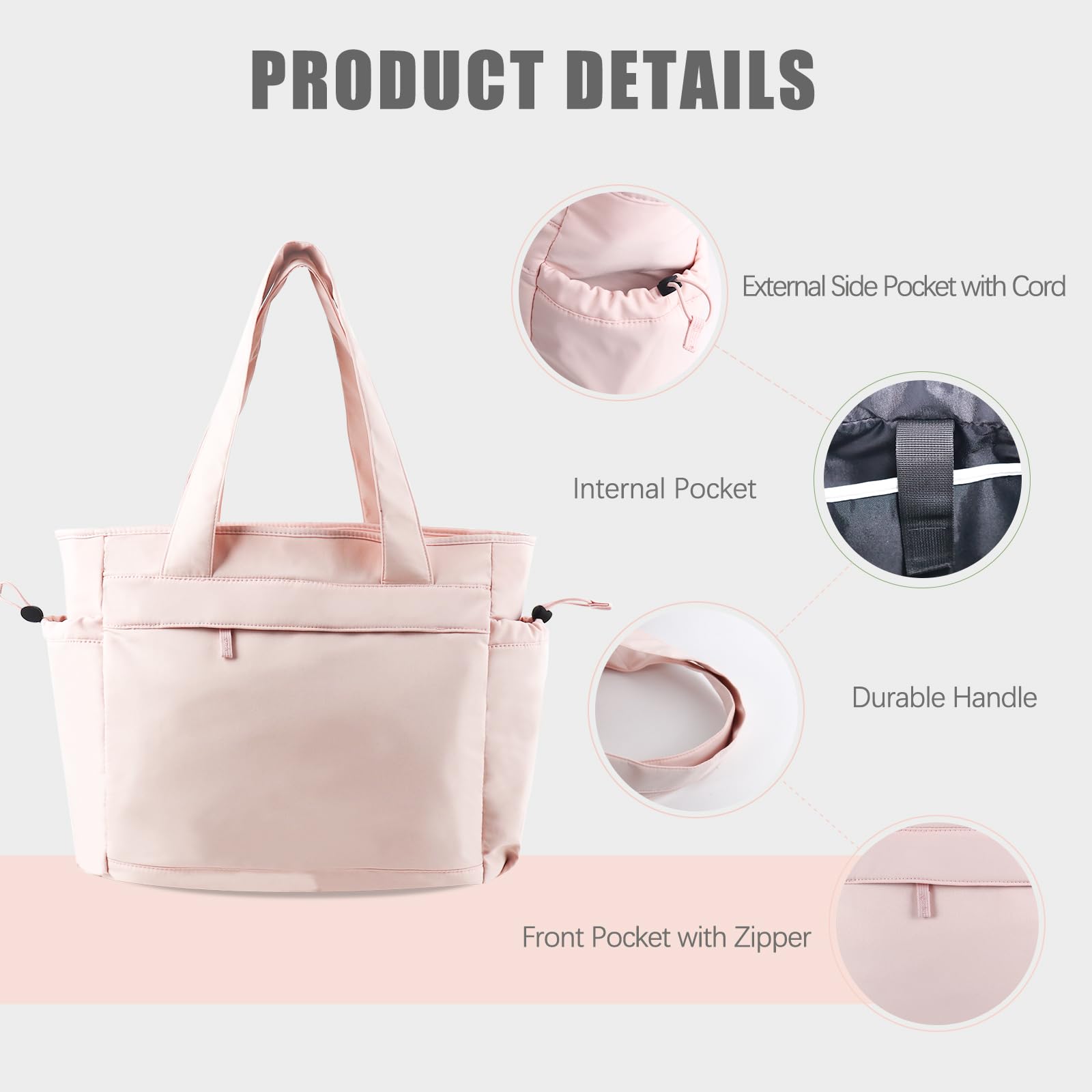 Stylish Large Tote Bag for Women - Lightweight Travel & Gym Shoulder Bag with Laptop Compartment & Secure Zipper - Perfect for Work, Weekend Getaways, Yoga Class and Daily Commute