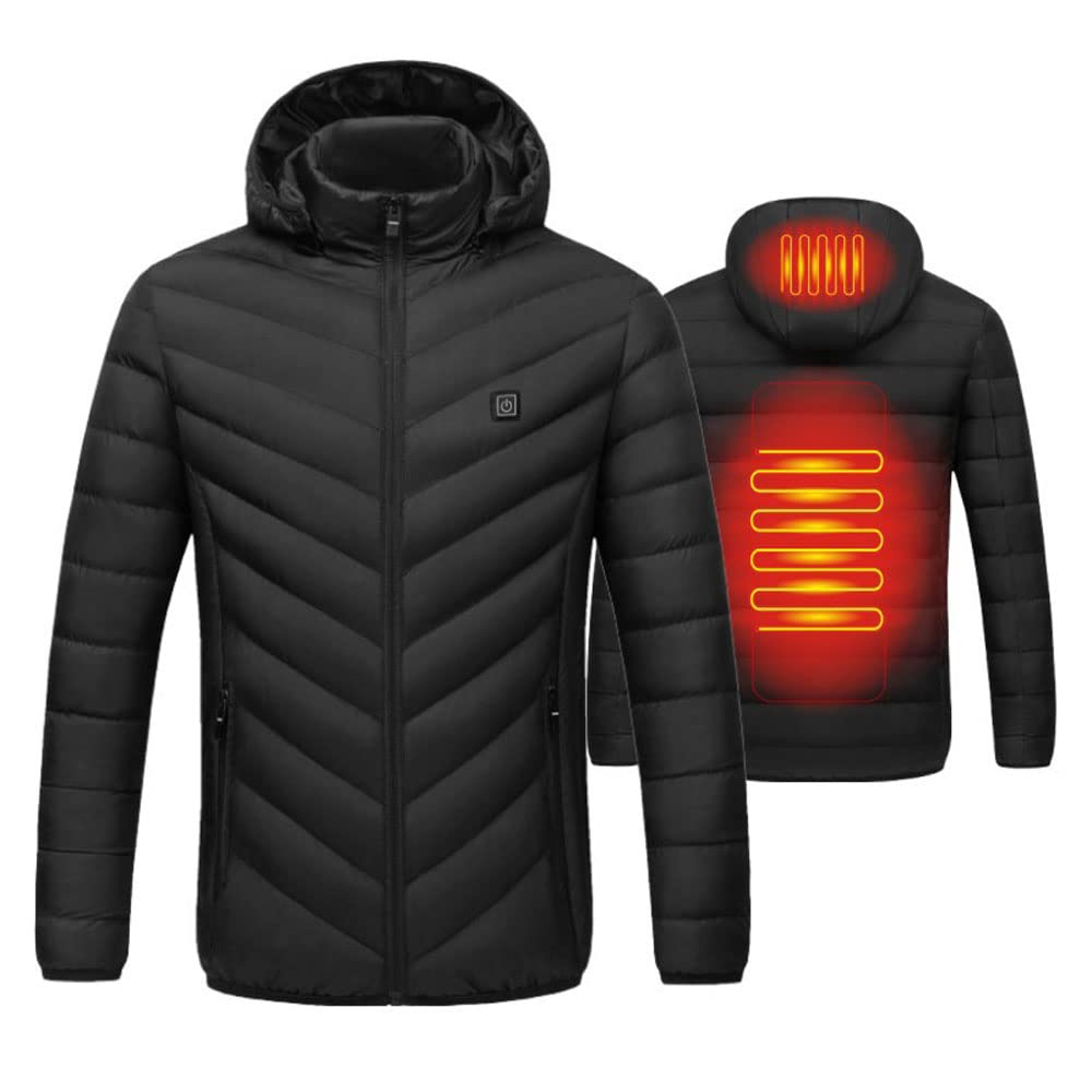 Electric Heated Jacket for Men & Women - USB Rechargeable Smart Heating Coat with 3 Temperature Levels, Lightweight Hooded Winter Jacket for Hiking, Skiing, Cycling & Outdoor Activities