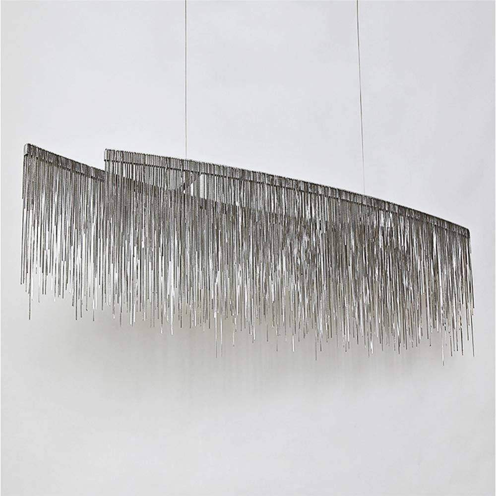 Modern LED Linear Pendant Light with Tassel Design - Chrome & Cool White 100cm - Elegant Ceiling Lighting for Living Room, Dining Room, Hotel, Store | Perfect for Contemporary Home Decor and Commercial Spaces