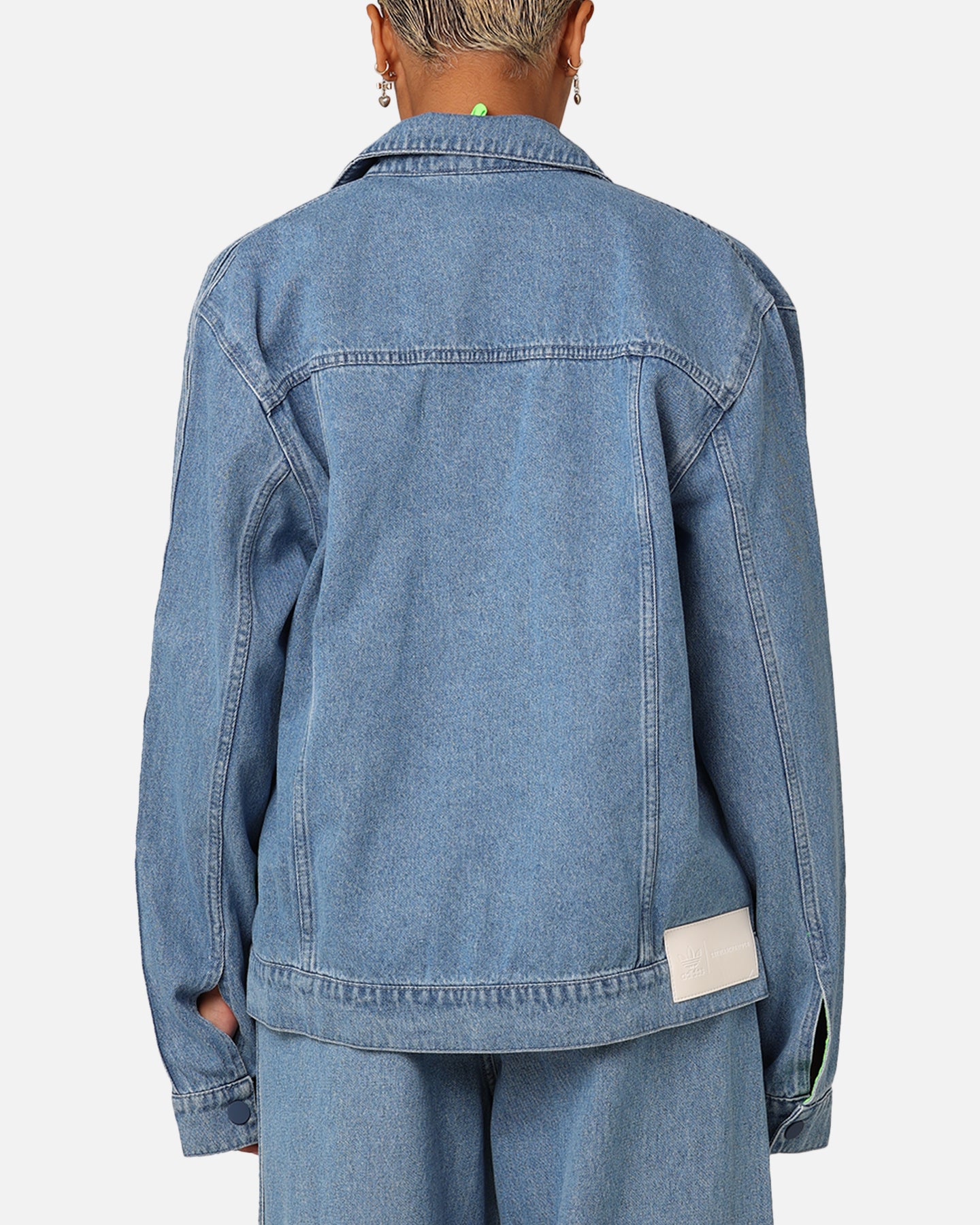 Adidas X KSENIASCHNAIDER Women's Light Blue Denim Jacket with 3 Stripes - Stylish Streetwear for Casual Outings & Fashion Events