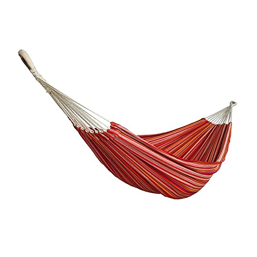 Bliss Hammocks BH-401-TA Double Hammock with Carry Bag - Portable Camping & Hiking Hammock for Outdoor Adventures - Handwoven Cotton Polyester Blend Supports 265 lbs - Toasted Almond Color - Perfect for Backpacking, Beach Trips & Backyard Relaxation