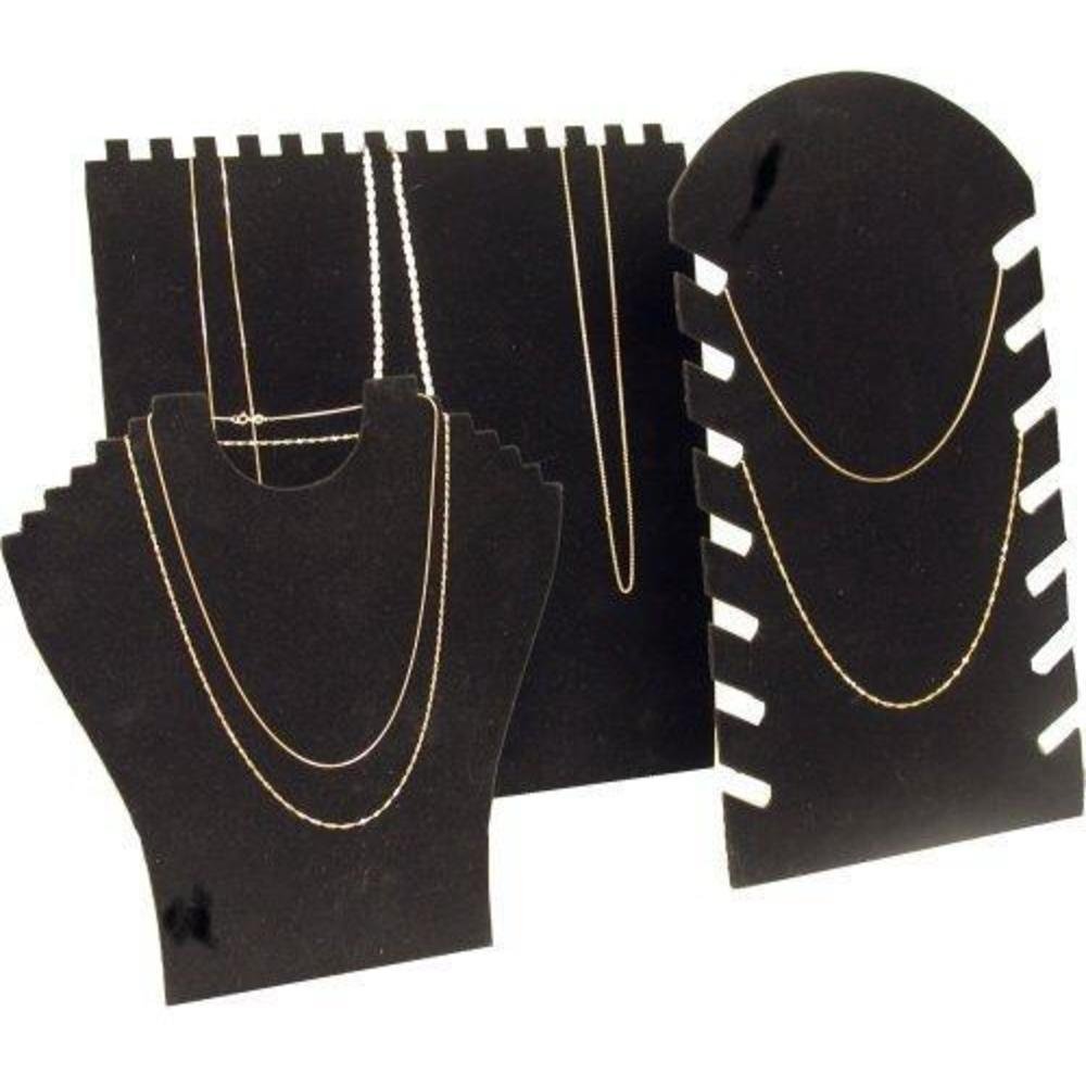 FindingKing 3-Pack Black Necklace Chain Easel Display Stands - Jewelry Showcase for Necklaces, Pendants & Accessories - Perfect for Retail Stores, Boutiques & Trade Shows