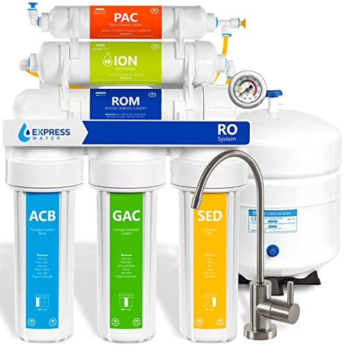 Express Water 6-Stage Reverse Osmosis Deionization Water Filtration System - 100 GPD Under Sink RO Filter with Faucet & Tank - Pure Drinking Water for Home, Office & Aquarium Use