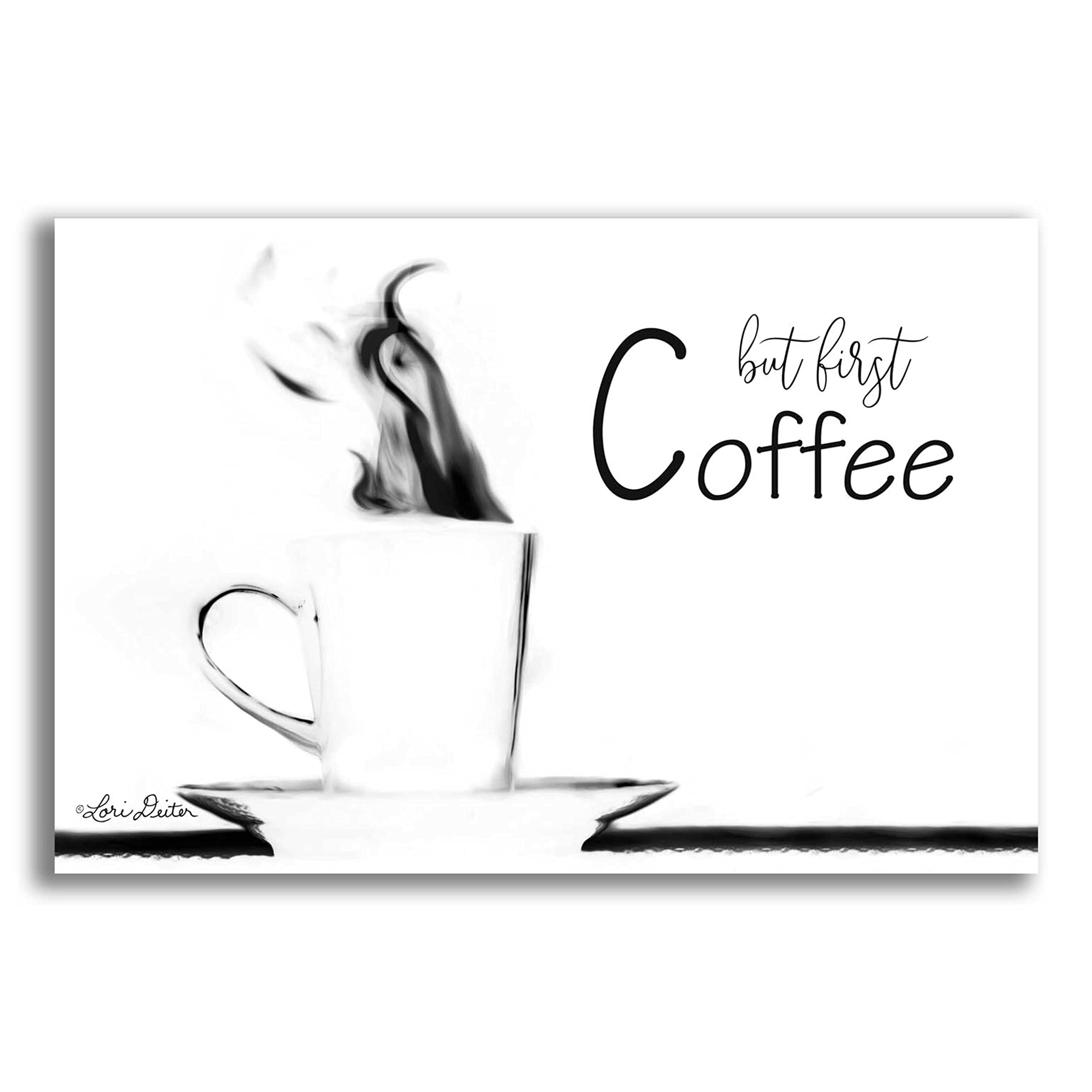 Epic Art 'But First Coffee II' by Lori Deiter - 24x16 Inch Acrylic Glass Wall Decor - Modern Kitchen & Office Wall Art - Perfect for Coffee Lovers & Home Décor