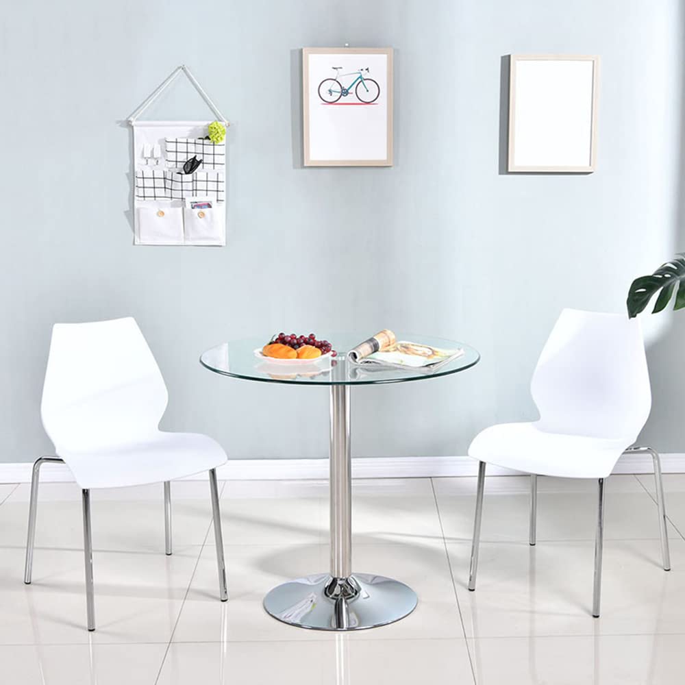 Modern Round Glass Dining Table with Tulip Base - 23.6