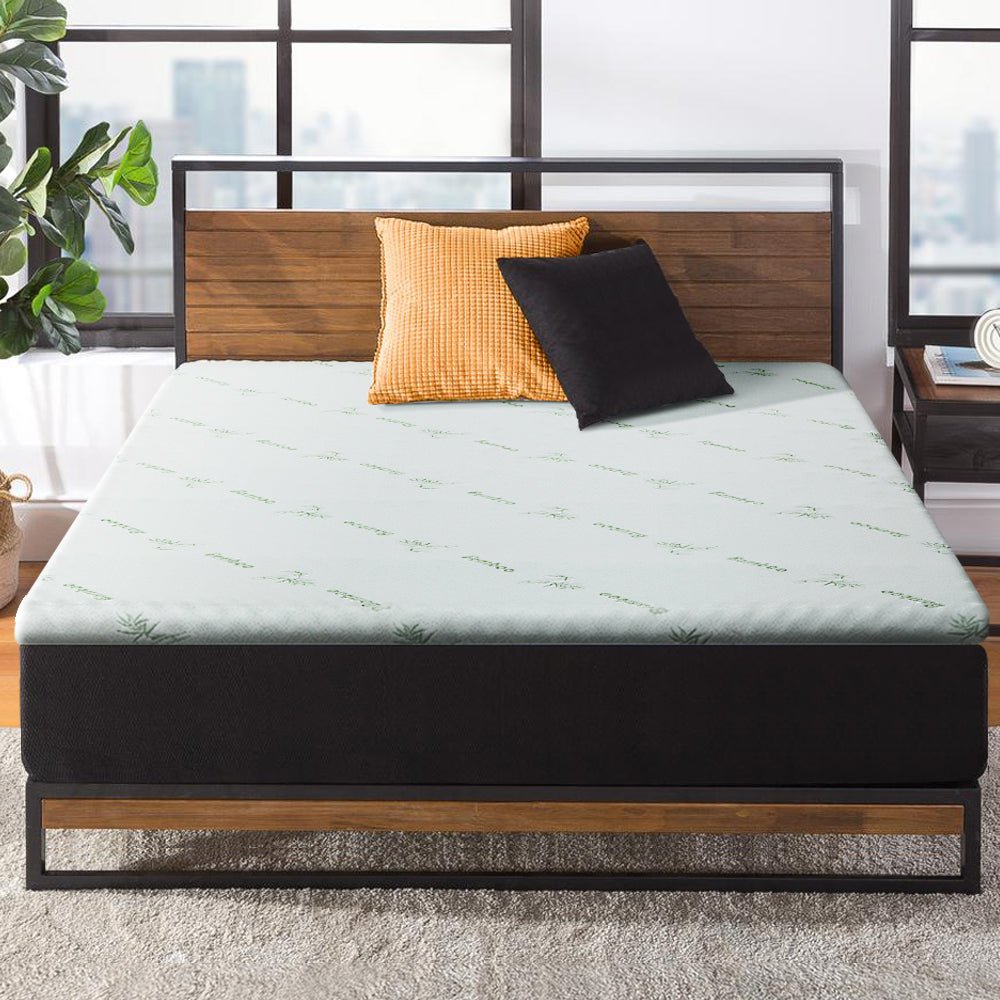 Cool Gel Memory Foam Mattress Topper with Bamboo Cover - 5cm Single Size for Back Pain Relief & Pressure Relief - Perfect for Hot Sleepers, Guest Beds & Dorm Rooms