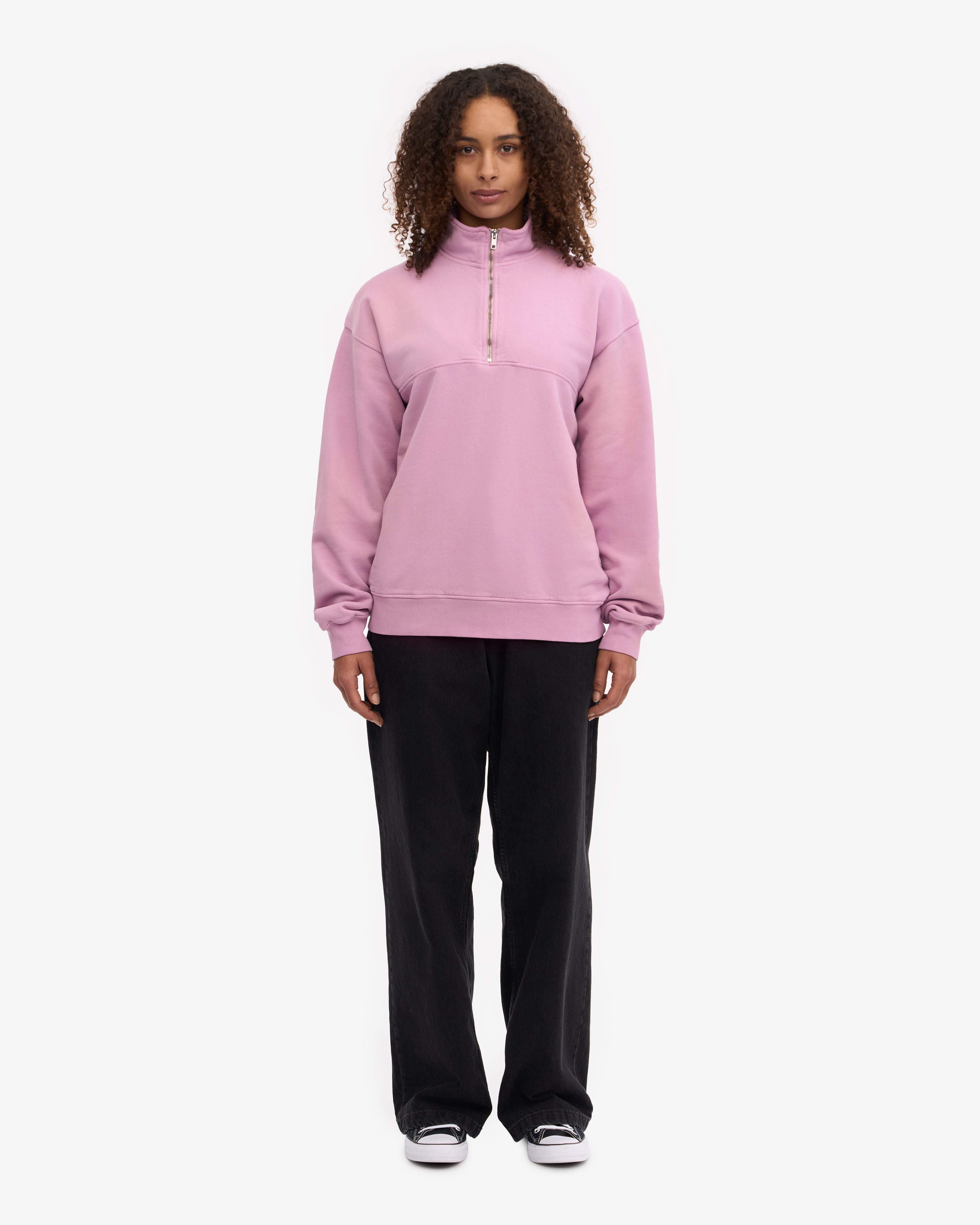 Organic Quarter Zip Sweatshirt for Women - Soft Cherry Blossom Print Pullover - Perfect for Spring Outfits, Casual Wear & Outdoor Activities