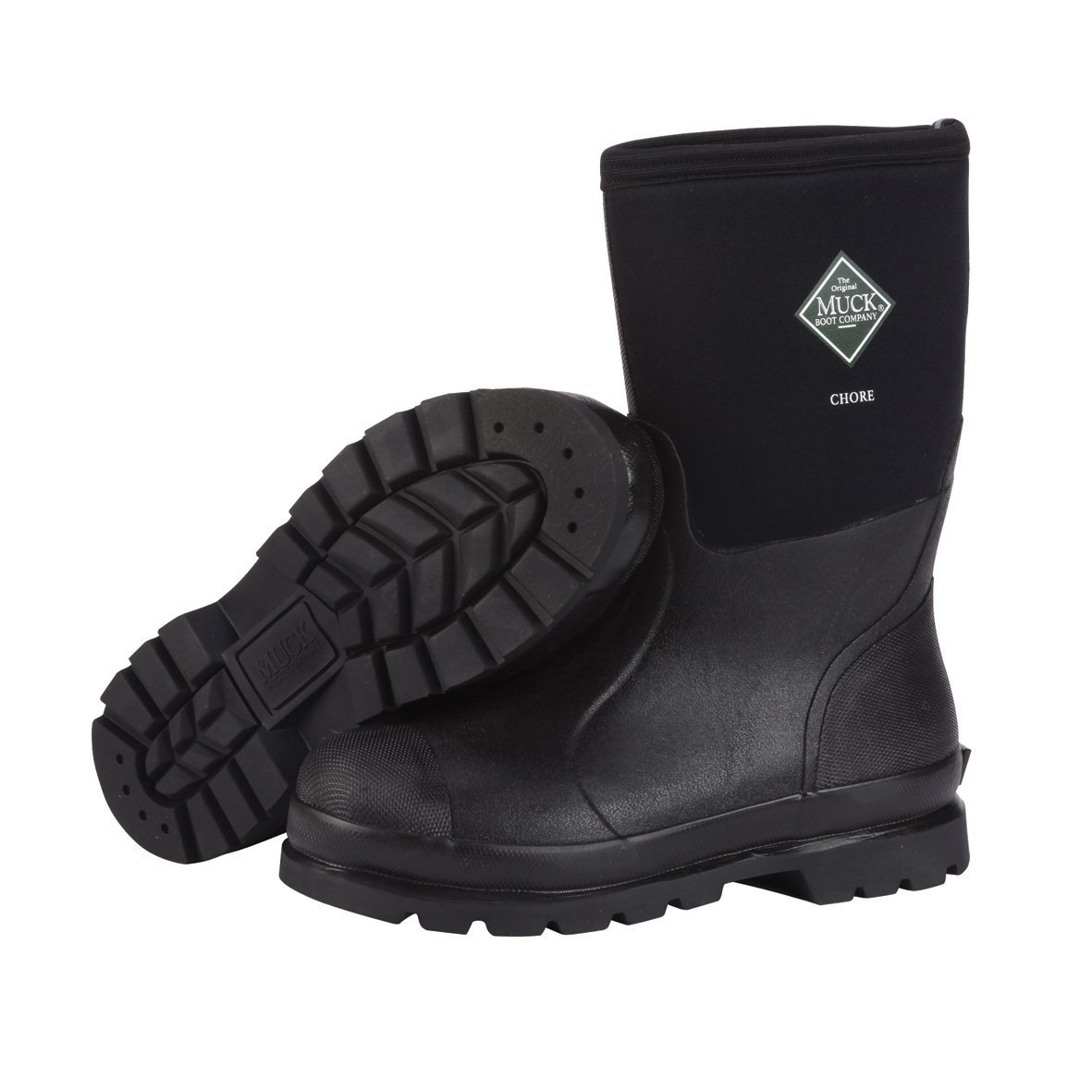 Muck Boot Chore Classic Men's Rubber Work Boots - Waterproof, Slip-Resistant, Comfortable for Outdoor Work, Farming, and Gardening (Size 10, Black)