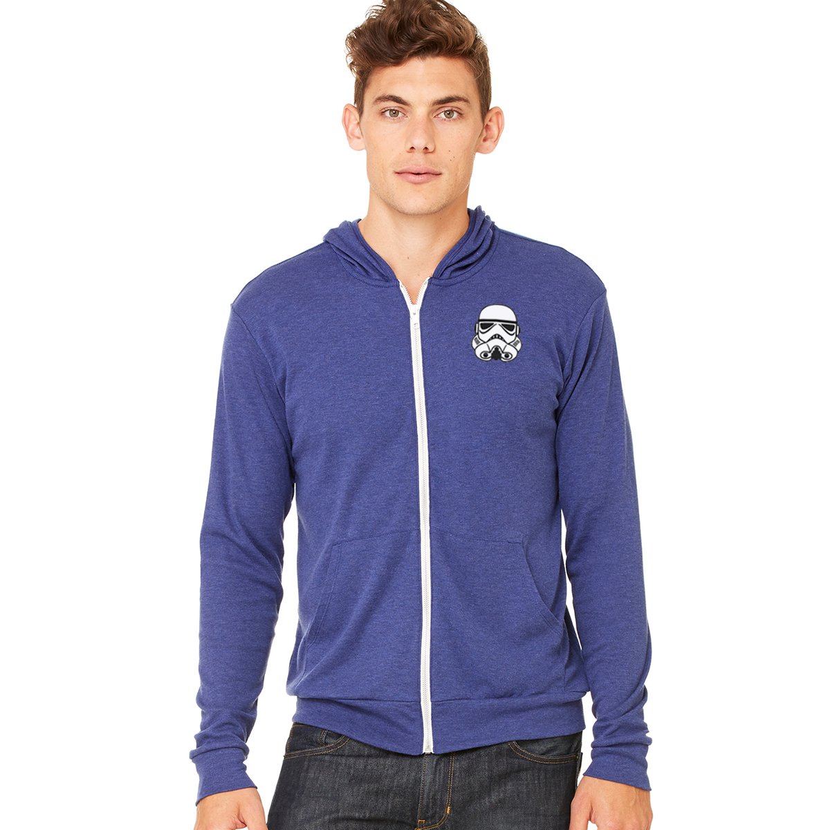 Star Wars Stormtrooper Helmet Tri-Blend Full-Zip Lightweight Hoodie for Cosplay, Halloween Costume & Fan Merchandise