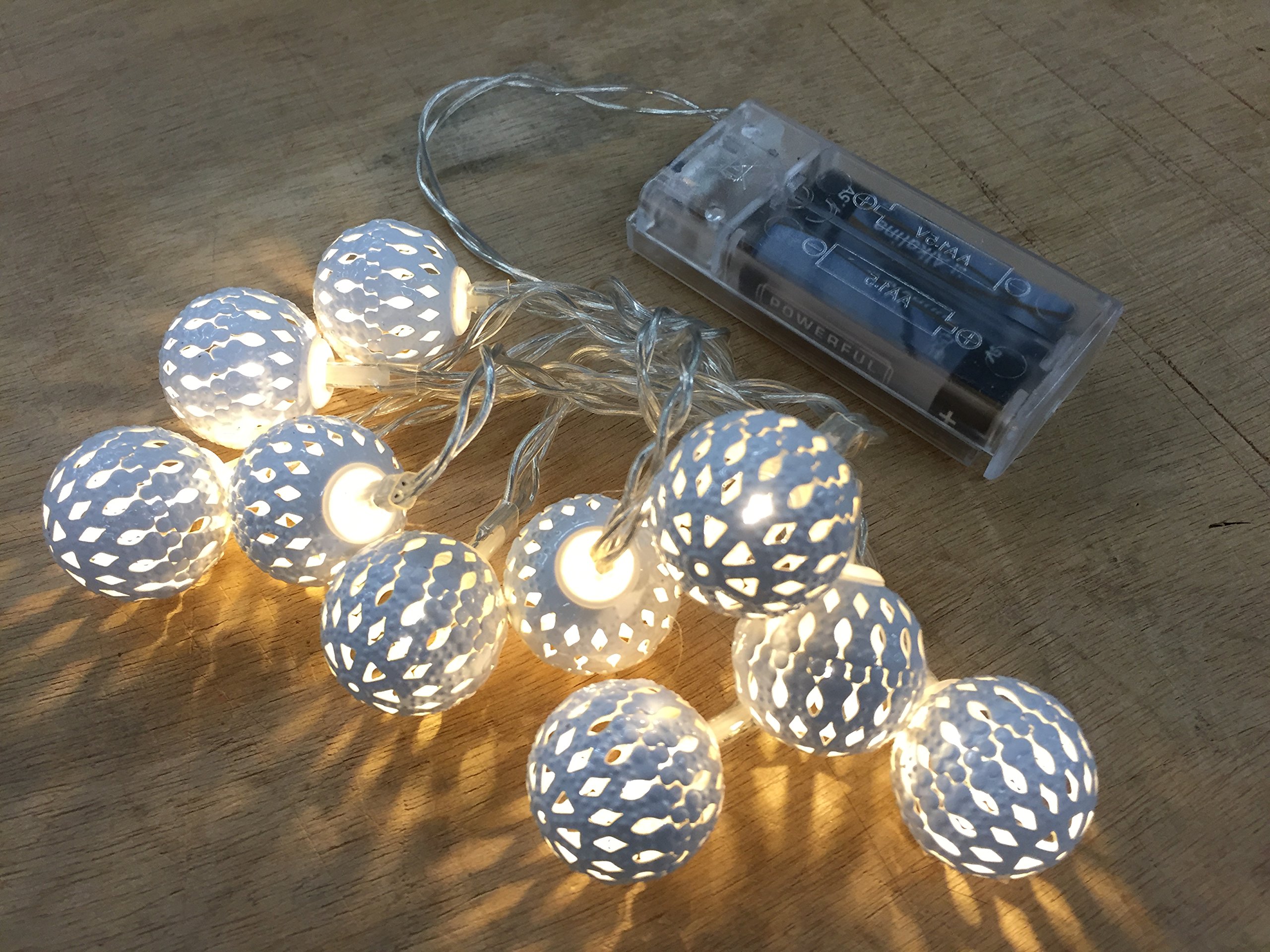 Metal Ball Decorative Light - Warm White, 30cm Lead Cable, Battery Operated (AA Batteries Not Included) - Perfect for Bedroom, Living Room & Home Decor