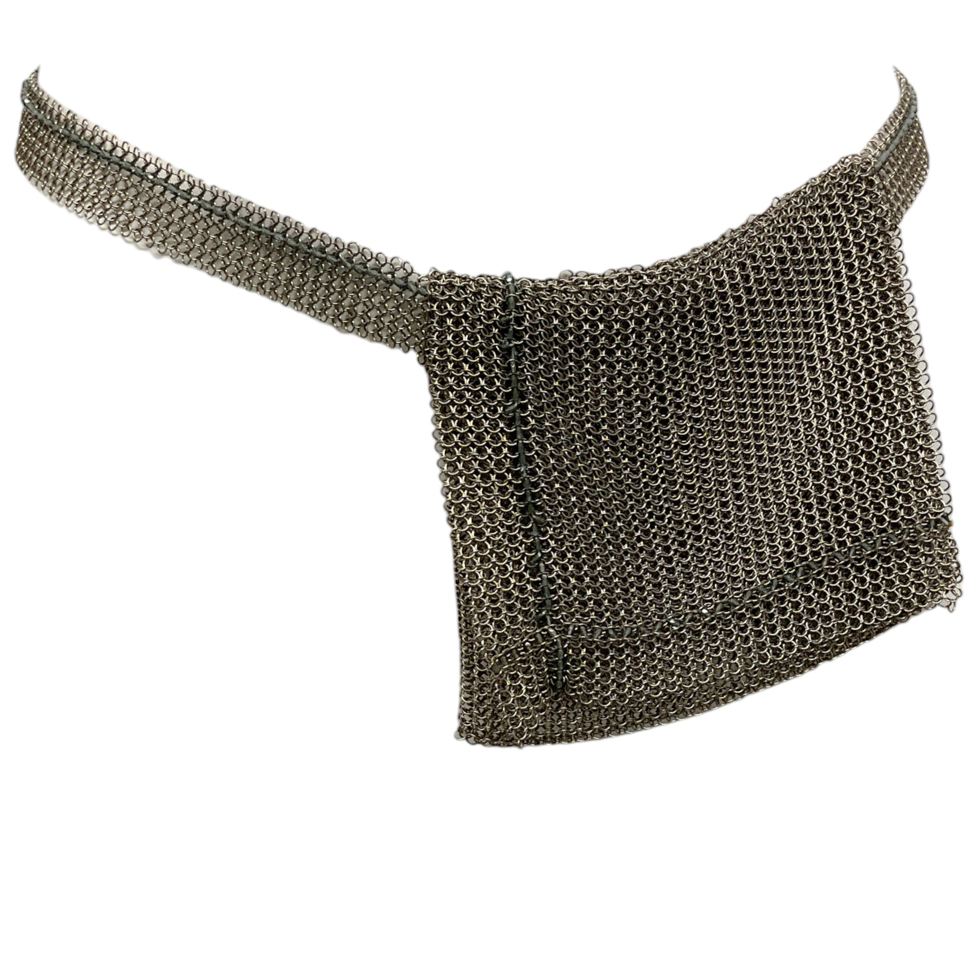 Authentic Chanel 1999 Silver Chainmail Belt with Leather Pouch - Vintage Designer Waist Accessory for Women | Perfect for Parties, Weddings & Fashion Statements
