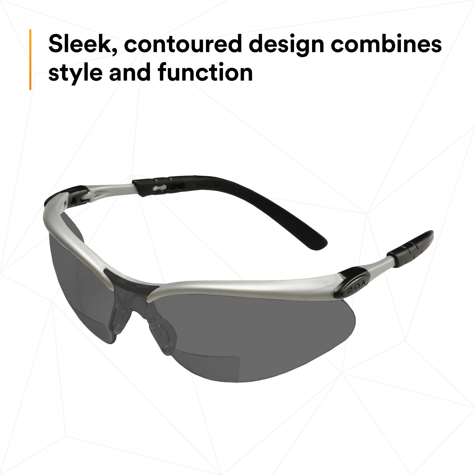 3M BX Reader Protective Eyewear 11379-00000-20 - Grey Lens & Silver Frame Safety Glasses for Reading, Computer Work & DIY Projects