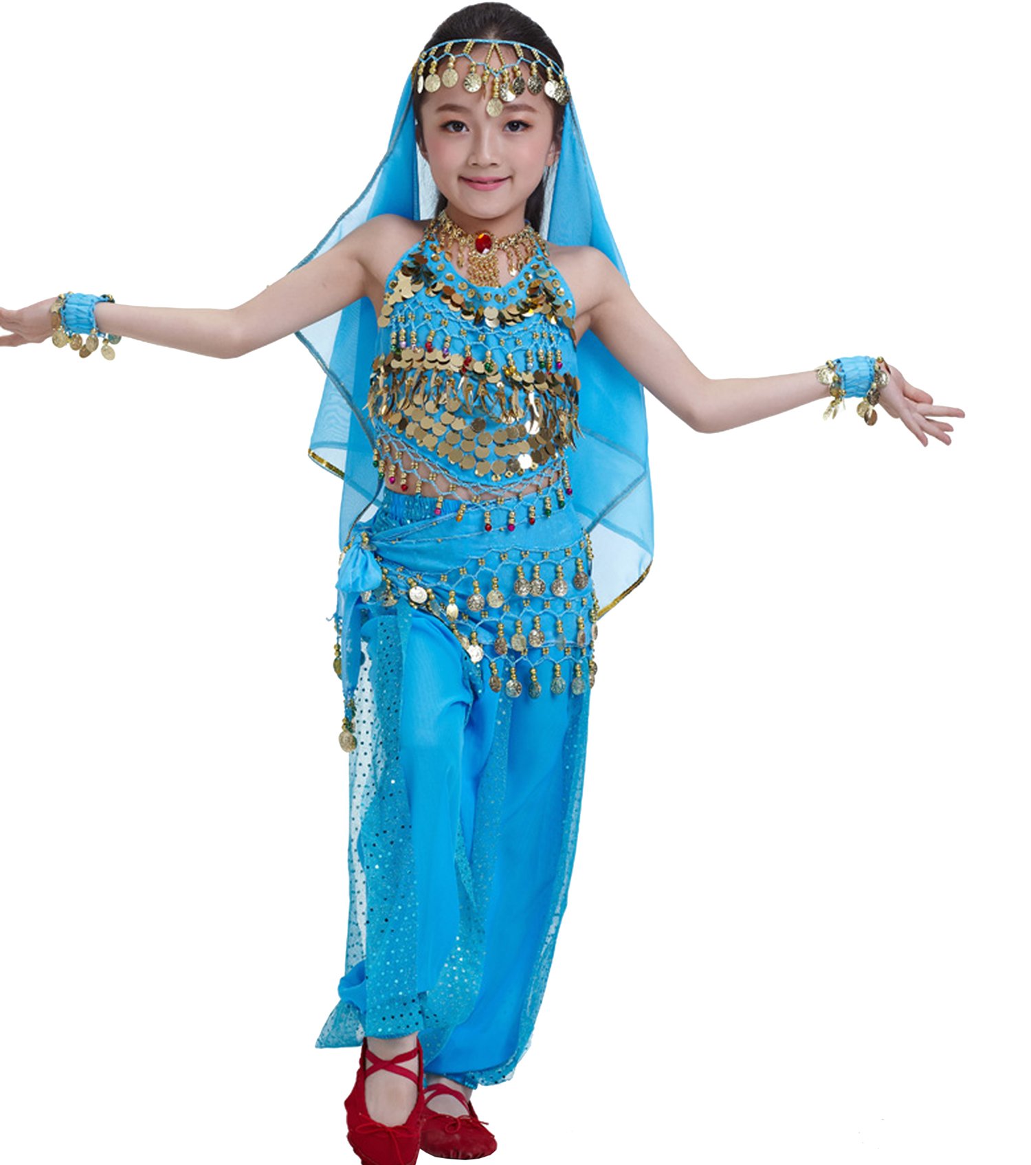 Stunning Kids Princess Indian Belly Dance Costume Set - Authentic Bollywood Style Outfit for Girls | Perfect for Halloween, Dance Performances & Cultural Events