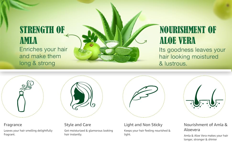 Kesavardhini Aloe Vera Amla Hair Oil for Growth & Shine - Natural Ayurvedic Treatment for Dry Scalp & Damaged Hair | Perfect for Daily Hair Care & Styling