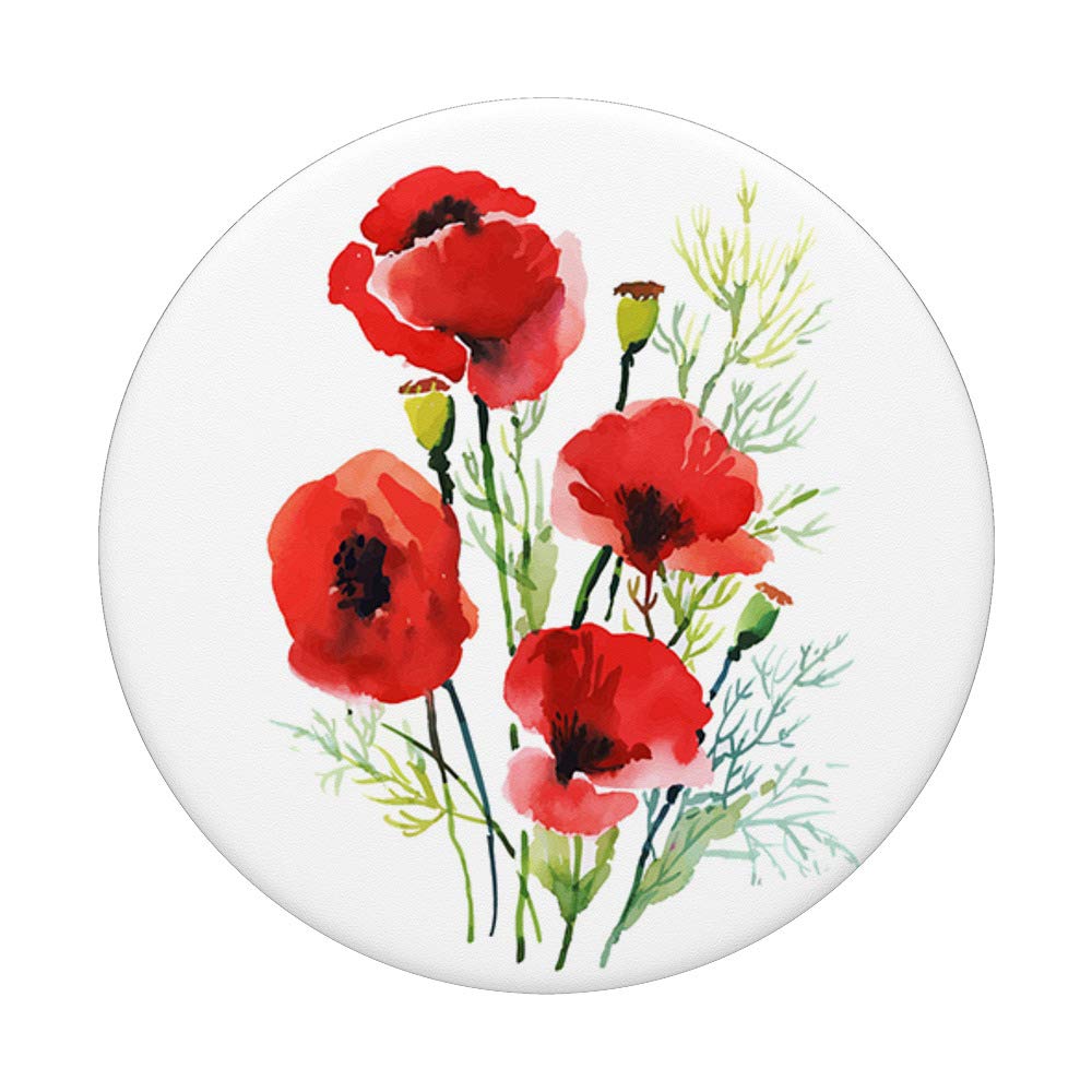 Watercolor Red Poppy Flower on White Background Pattern PopGrip - Swappable Phone & Tablet Grip for iPhone, Samsung | Perfect for Artists, Nature Lovers & Everyday Use