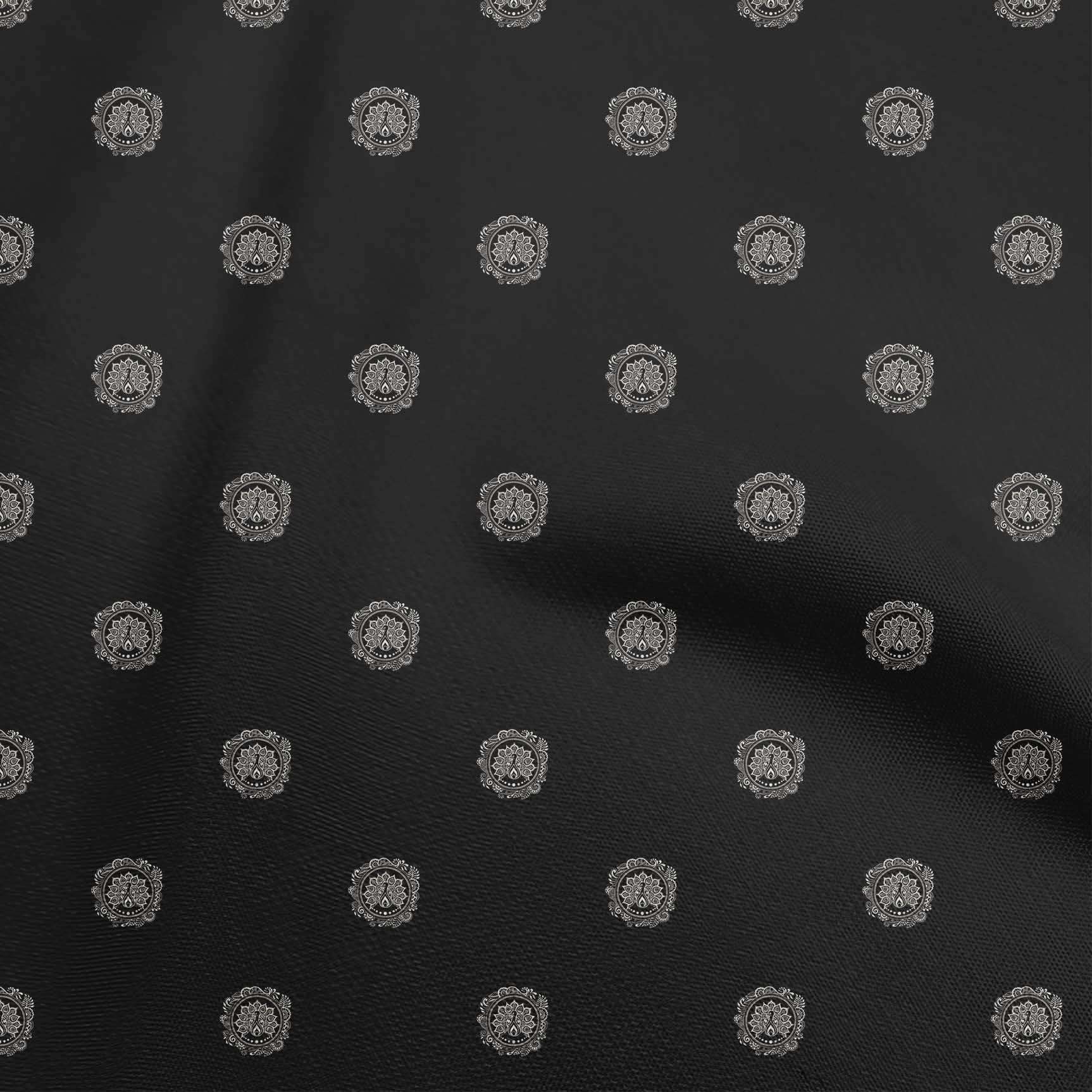 Premium Stretch Polyester Spandex Black Printed Fabric by the Yard - 56