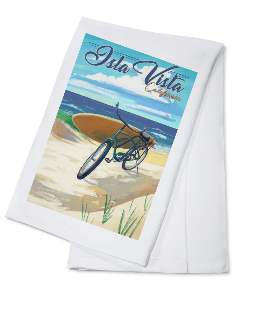 California Beach Cruiser Tea Towel - 100% Cotton Isla Vista Decorative Hand Towel for Kitchen, Bathroom, and Coastal Home Decor