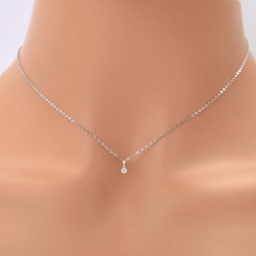 14K White Gold Lab Grown Diamond Solitaire Necklace for Women - Elegant Pendant Necklace Jewelry Gift for Anniversary, Valentine's Day & Special Occasions