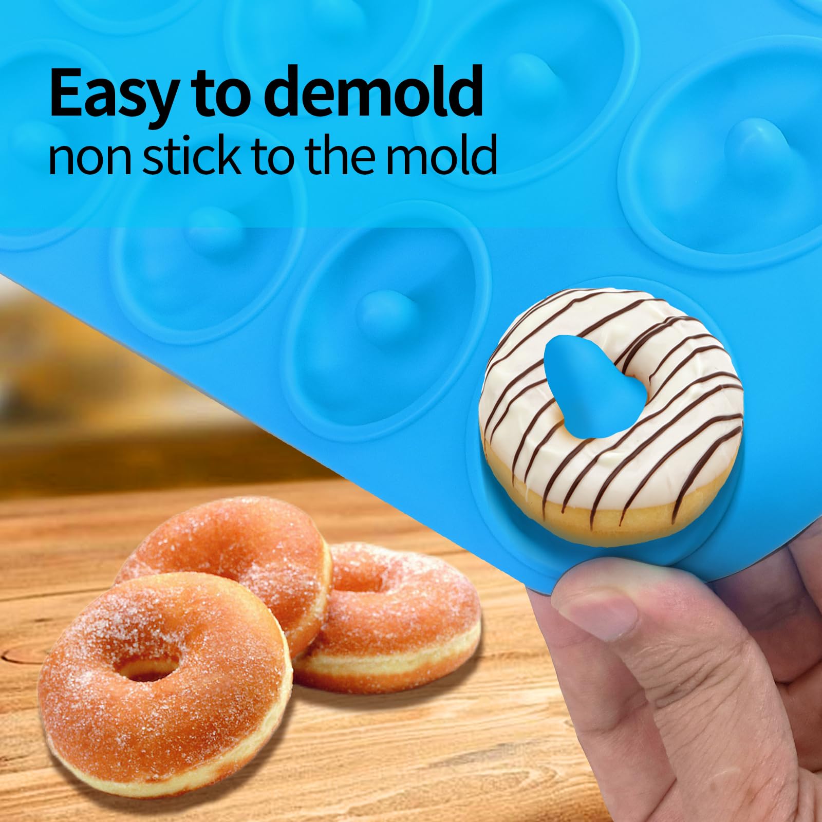 Non-Stick Silicone Donut Pan - Bite Size Mini Donut Molds for Baking, Heat Resistant & Easy Clean - Perfect for Homemade Donuts, Cupcakes & Party Treats - Ideal for Birthday Parties, Brunch & Family Baking Fun