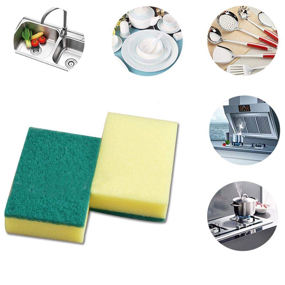 Non-Scratch Kitchen Cleaning Sponges - Dual-Sided Dish Scrubber Sponge for Pots, Pans, Dishes & Bathroom - Gentle Abrasive Scrub Pad for Car Wash & Household Cleaning (1-Pack) - Perfect for Daily Kitchen Cleaning & Tough Stain Removal