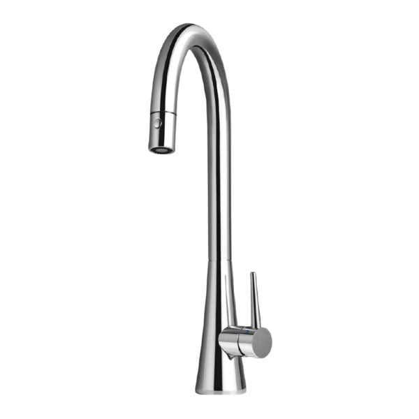Hamat SEPD 1000 PC Serenity Dual Function Pull Down Kitchen Faucet in Polished Chrome - High Arc Spray & Stream for Modern Kitchen Sink, Easy Installation for Home Renovation